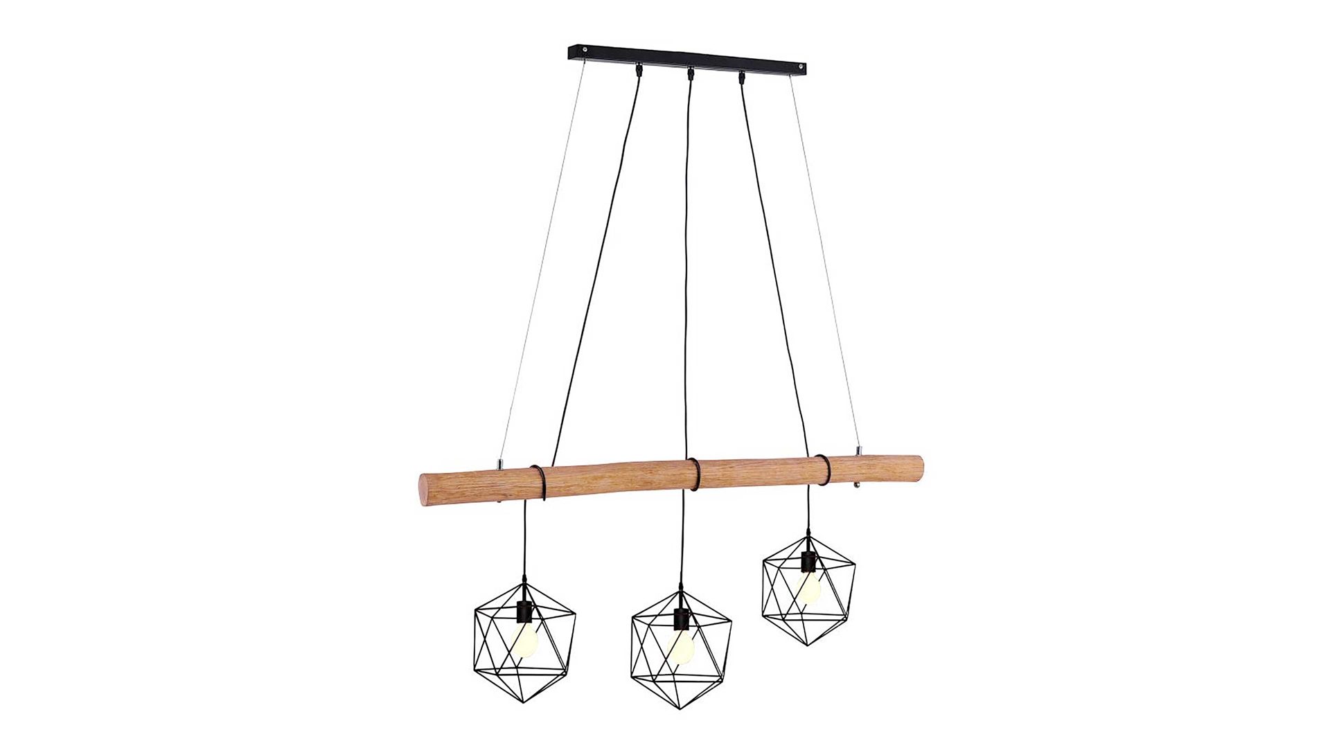 Pendelleuchte Leuchtendirekt aus Holz in Holzfarben LeuchtenDirekt Hängelampe Edgar Holz & schwarzes Metall – Länge ca. 120 cm