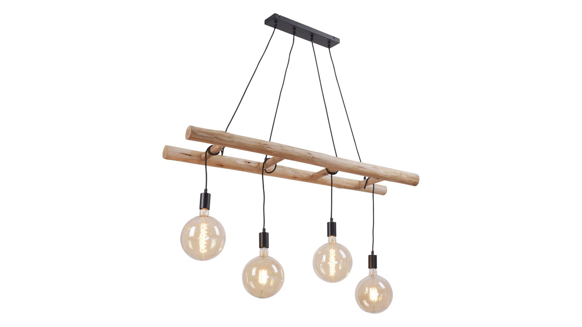 Pendelleuchte Leuchten direkt aus Holz in Holzfarben LeuchtenDirekt Hängelampe Edgar Holz & schwarzes Metall – Länge ca. 120 cm