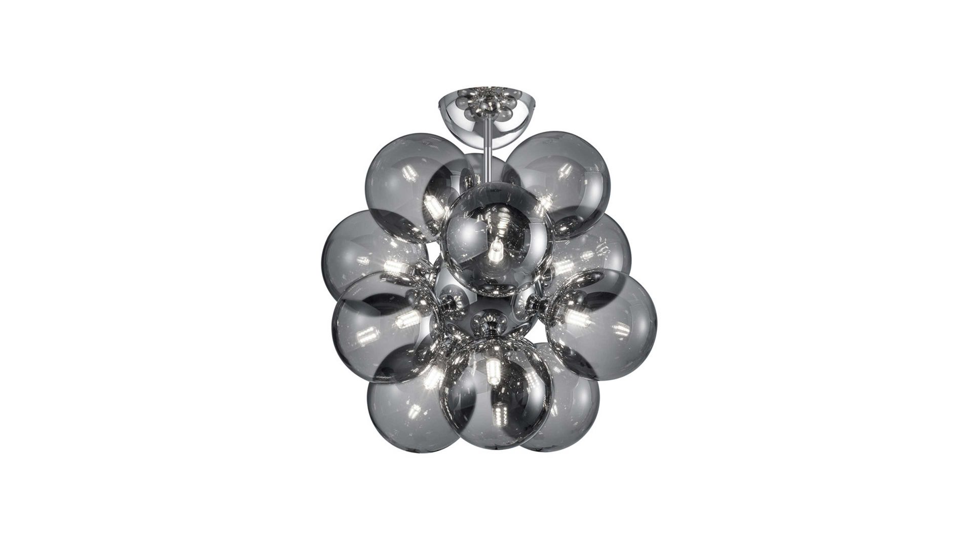 Deckenleuchte Trio leuchten aus Glas in Grau Trio Deckenlampe Alicia rauchfarbenes Glas & Chrom – Durchmesser ca. 45 cm