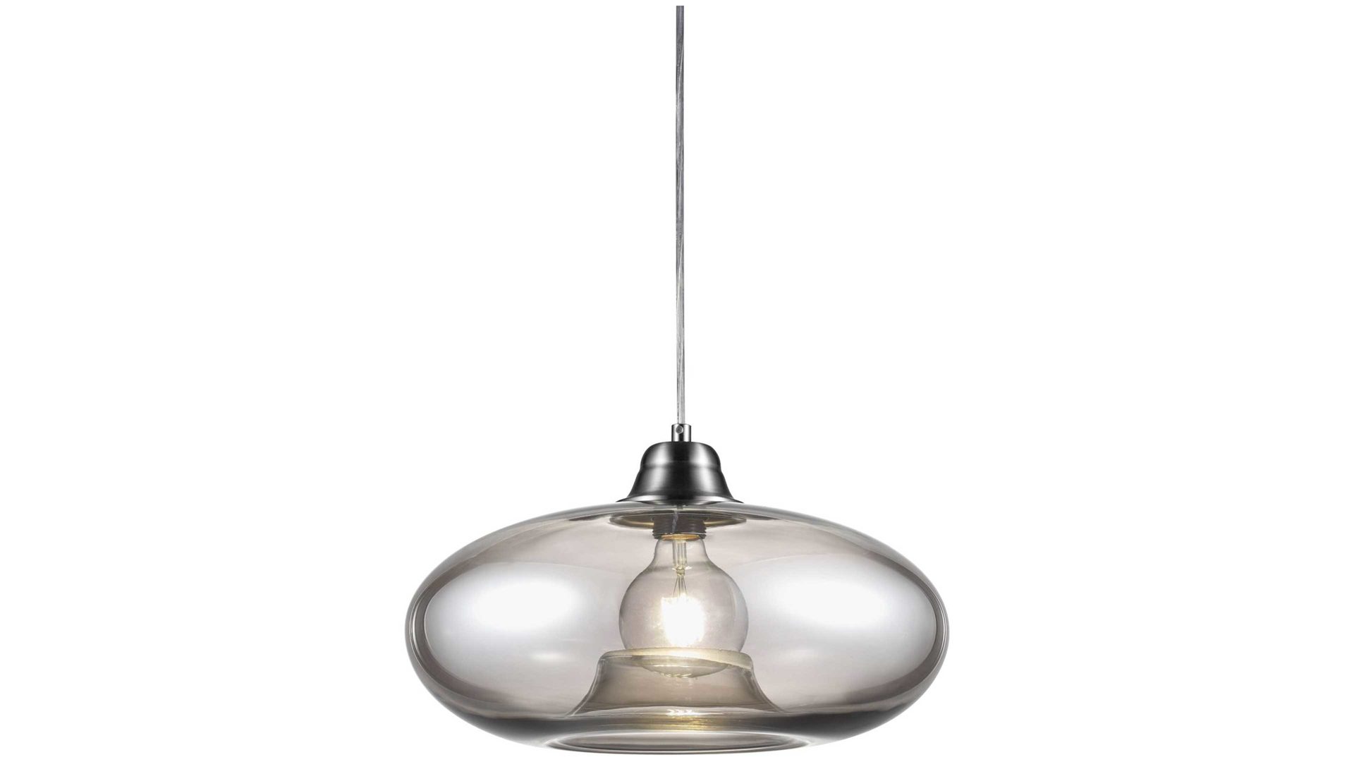 Pendelleuchte Art home - nino leuchten aus Glas in Grau Nino Hängeleuchte Lille Rauch & Nickel – Durchmesser ca. 40 cm