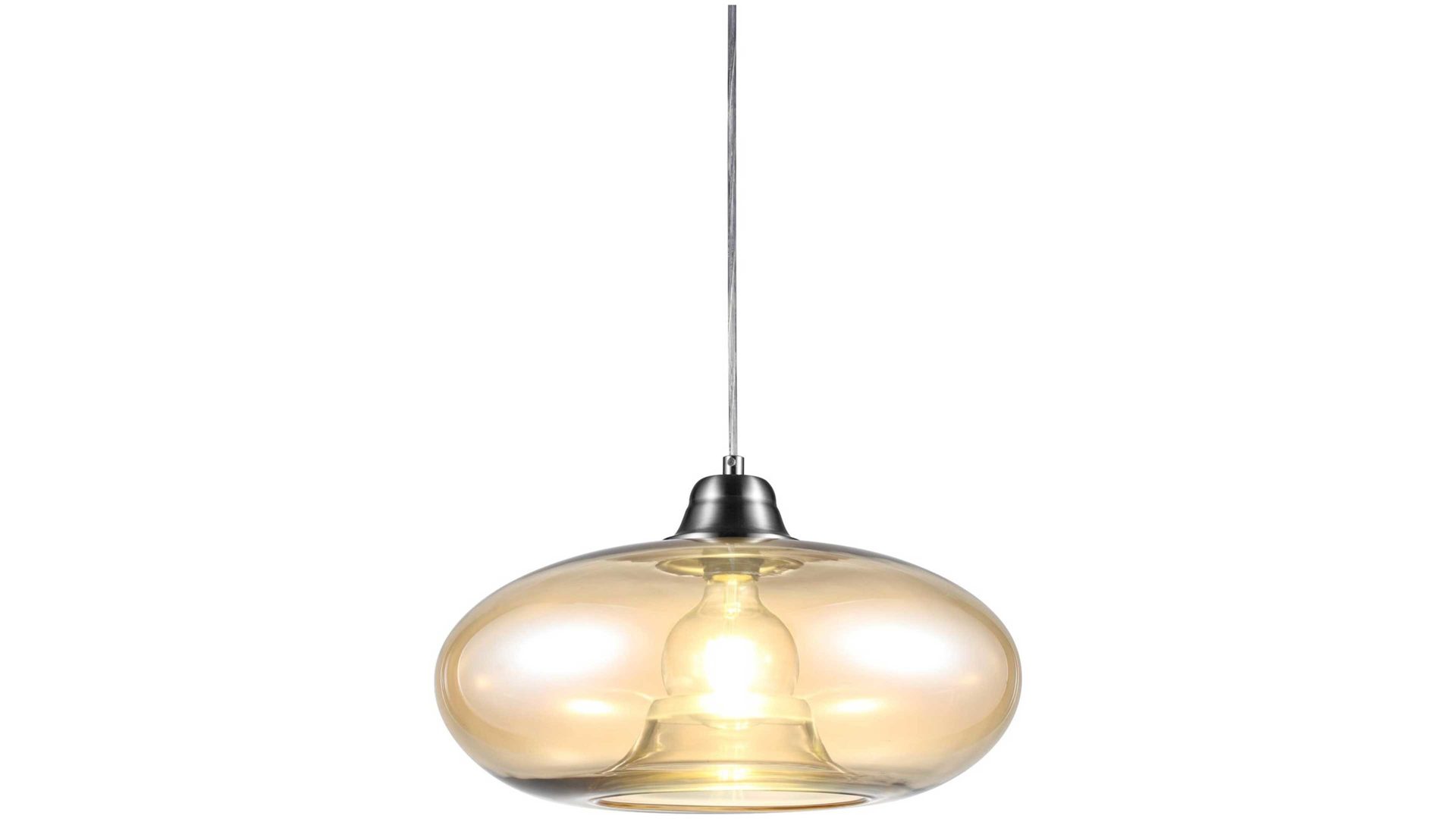 Pendelleuchte Art home - nino leuchten aus Glas in Braun Nino Hängeleuchte Lille Amber & Nickel – Durchmesser ca. 40 cm