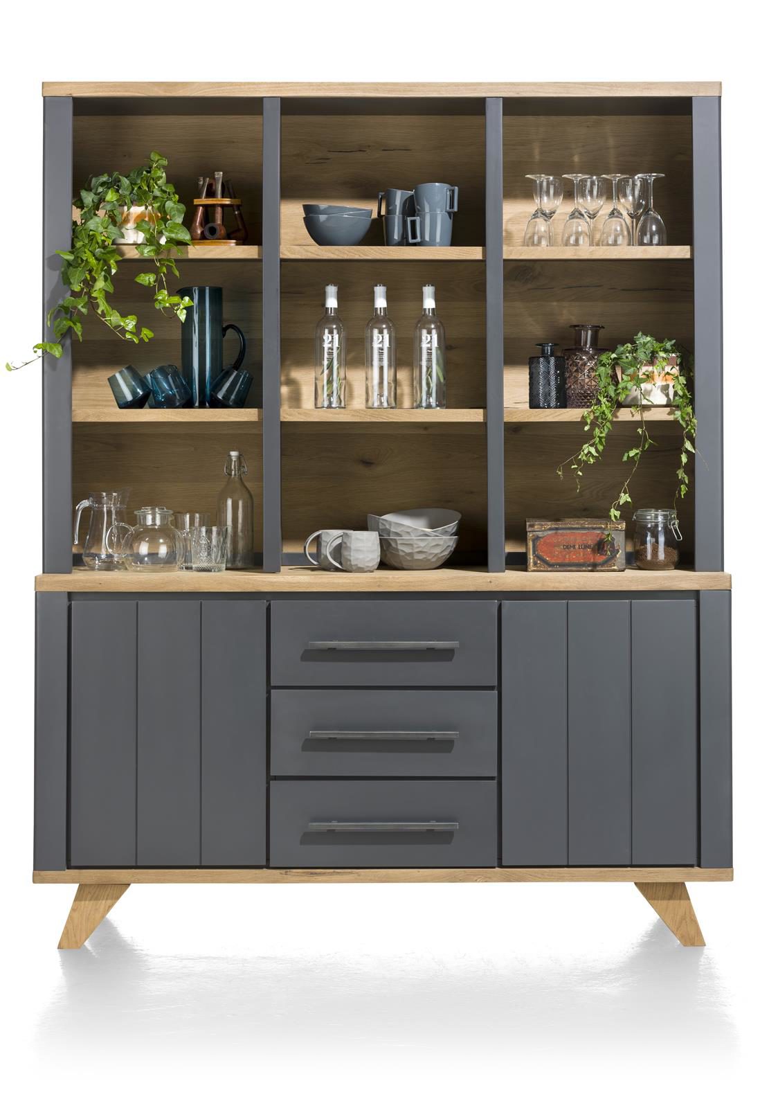 Buffet Henders & Hazel aus Holz MDF in Anthrazit Eiche Hell Büffetschrank bzw. Wohnzimmerschrank Eiche Railway MDF Anthrazit