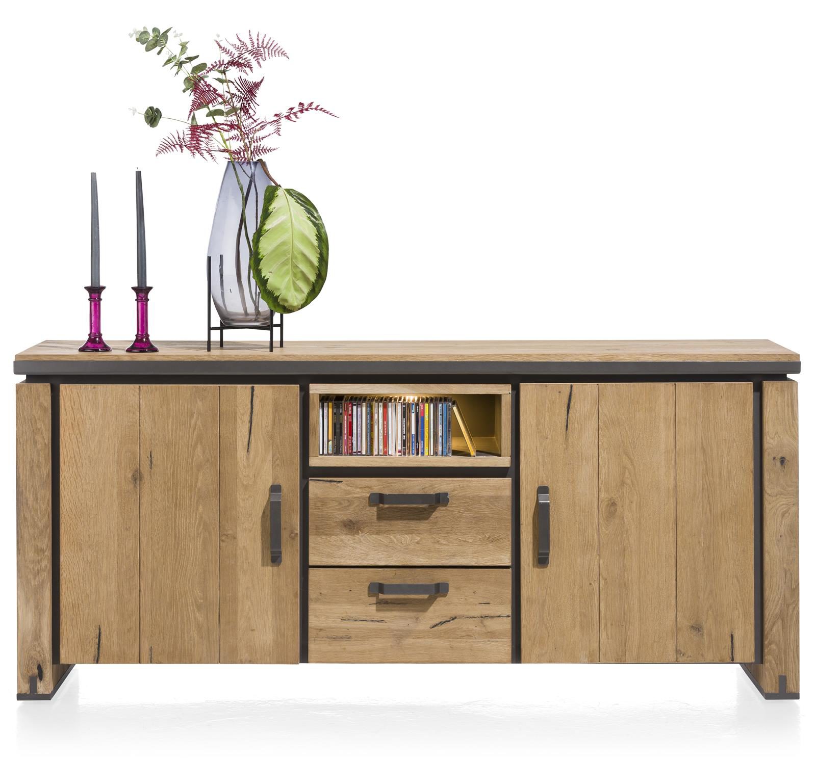 Sideboard Henders & Hazel aus Holz MDF Metall Furnier in Braun Anthrazit Sideboard bzw. Wohnzimmerschrank Eiche Railway MDF braun