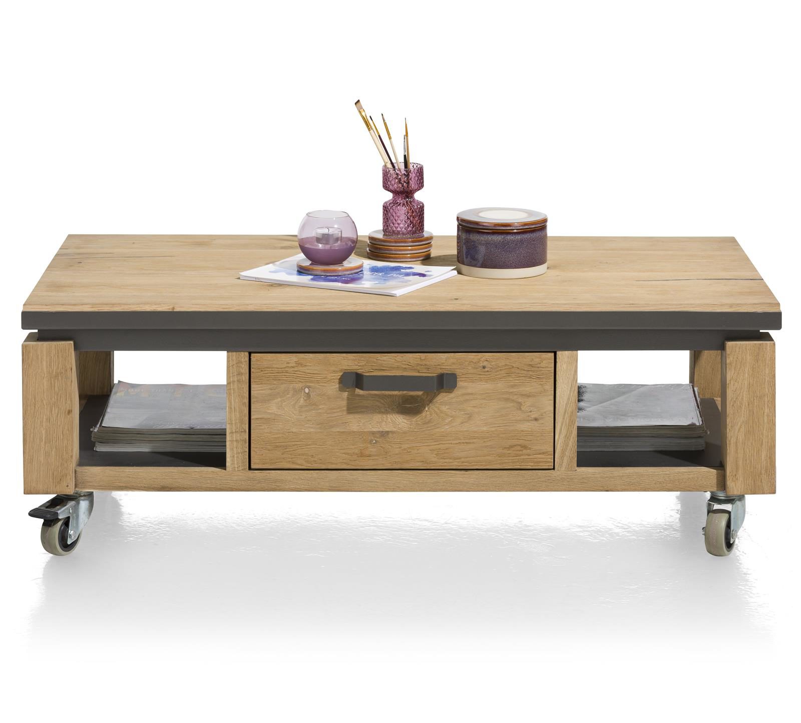 Couchtisch Henders & Hazel aus Holz MDF Metall Furnier in Braun Anthrazit Couchtisch bzw. Wonzimmertisch Eiche Railway MDF braun