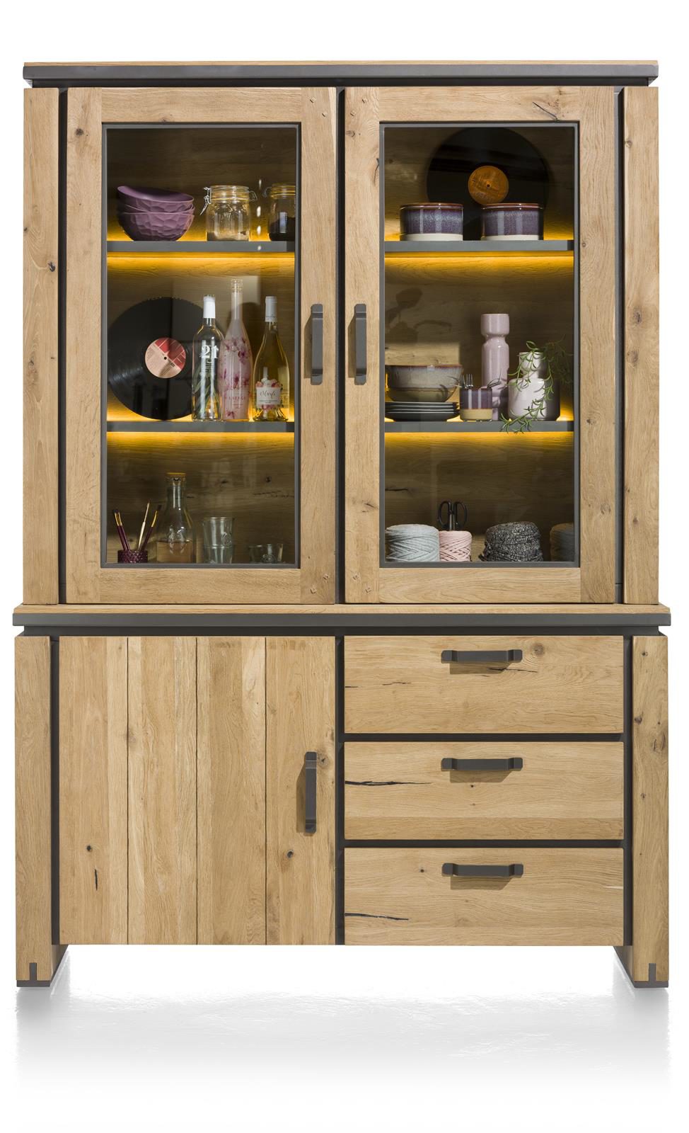 Buffet Henders & Hazel aus Holz MDF Metall Glas Furnier in Braun Anthrazit Büffet bzw. Wohnzimmerschrank Eiche Railway MDF braun