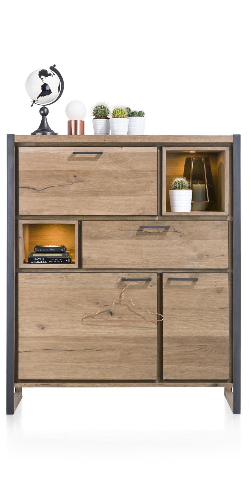 Highboard Henders & Hazel aus Holz MDF Metall Furnier in Braun Eiche Hell Anthrazit Highboard bzw. Wohnzimmerschrank MDF Eichenfurnier Railway braun