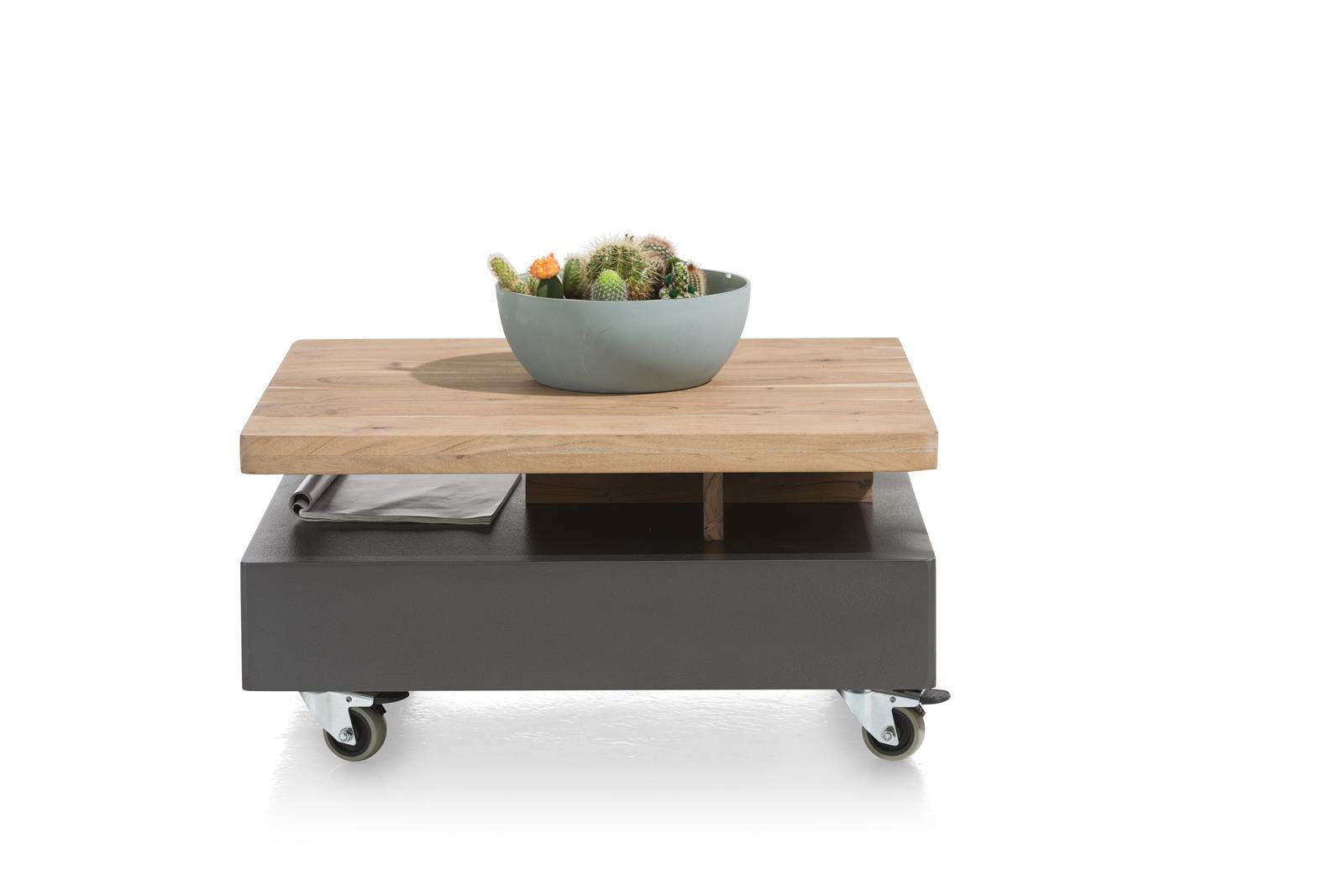 Couchtisch Henders & Hazel aus Holz MDF in Braun Schwarz Couchtisch bzw. Wohnzimmertisch Kikarholz unbehandelt braun - ca. 80 x 70 cm