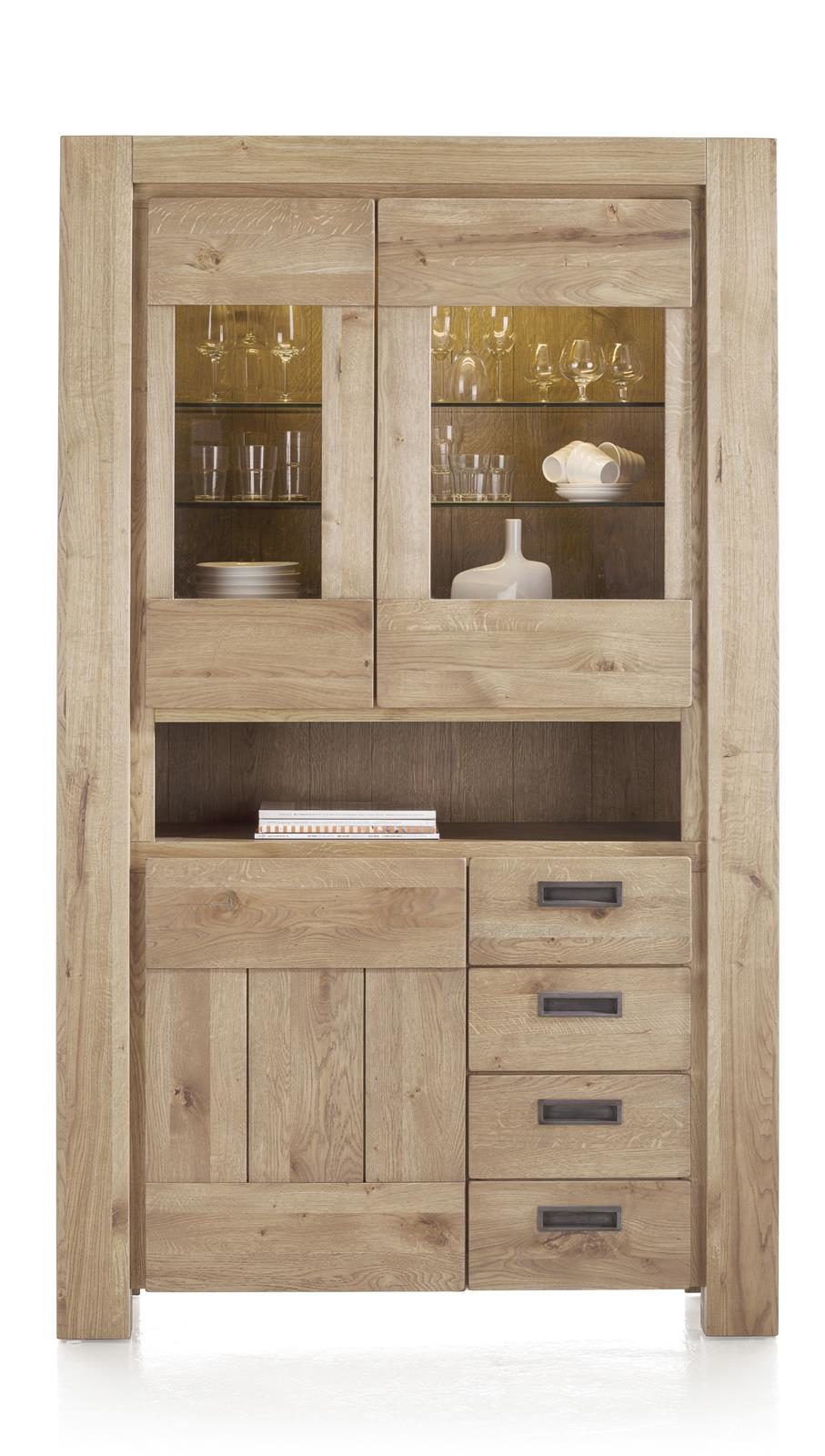 Vitrine Henders & Hazel aus Holz MDF Glas in Natur Eiche Hell Holzfarben Hell Vitrine bzw. Wohnzimmerschrank Eiche Vintage natural white