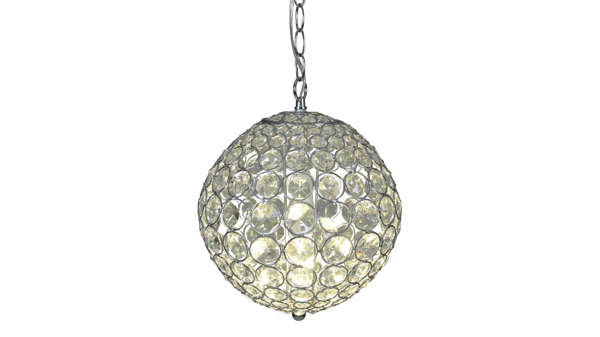 Pendelleuchte Näve aus Glas in Metallfarben näve Kristallkugel-Pendelleuchte Klarglas & Chrom – Durchmesser ca. 28 cm