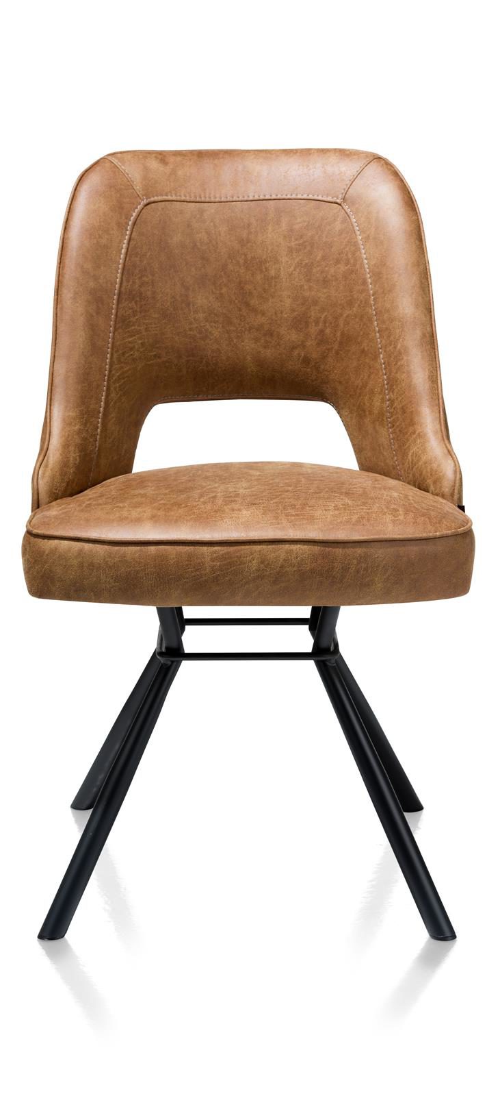 Stuhl Henders & Hazel aus Metall Mikrofaser in Cognac Schwarz Stuhl bzw. Esszimmerstuhl Secilia cognac