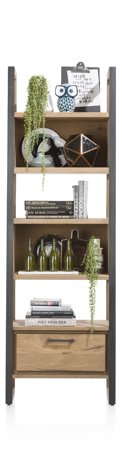 Bücherregal Henders & Hazel aus Holz MDF Metall Furnier in Braun Eiche Hell Anthrazit Bücherregal bzw. Wohnzimmerschrank MDF Eichenfurnier Railway braun