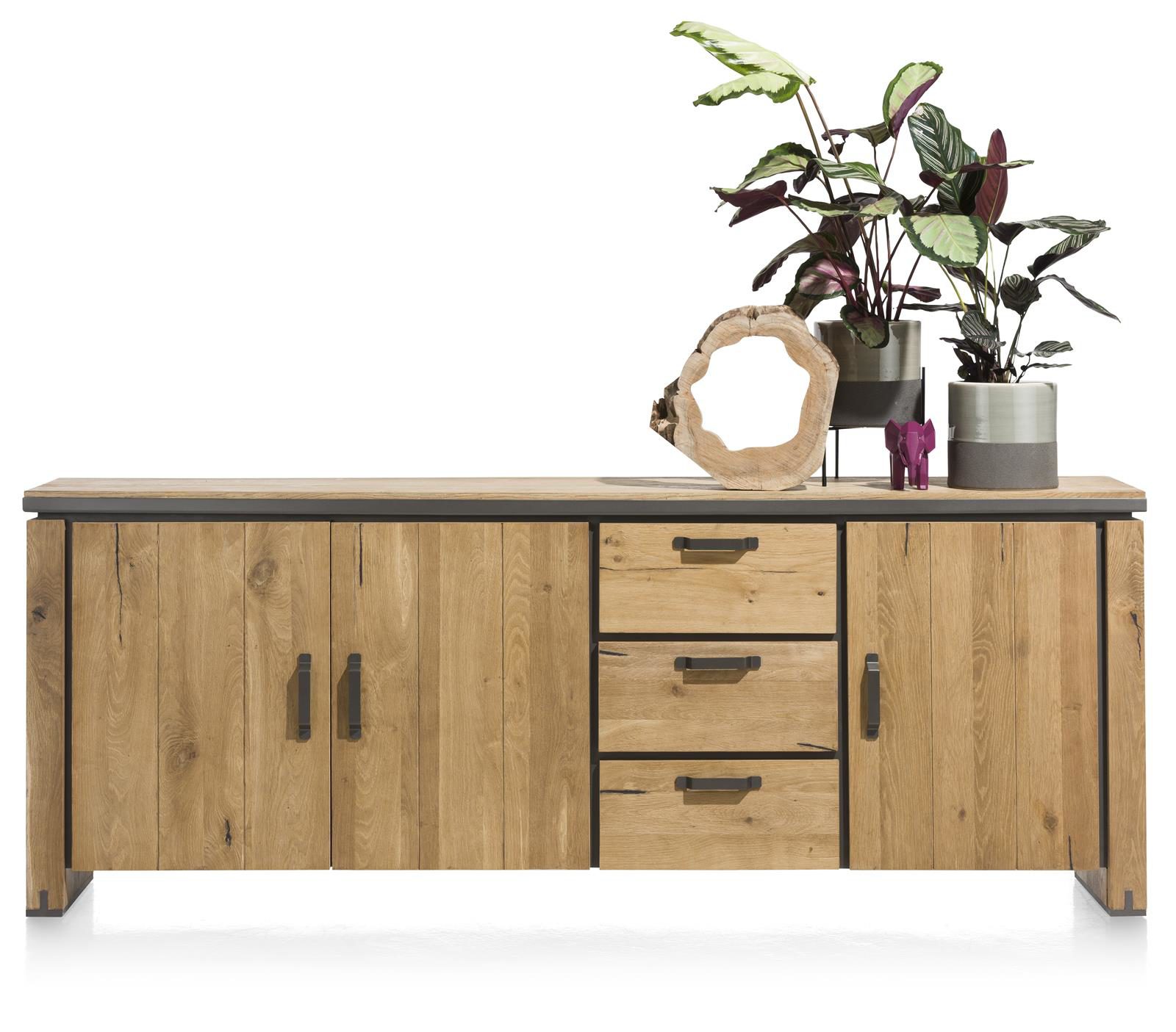 Sideboard Henders & Hazel aus Holz MDF Metall in Braun Anthrazit Sideboard bzw. Wohnzimmerschrank Eiche Railway MDF braun