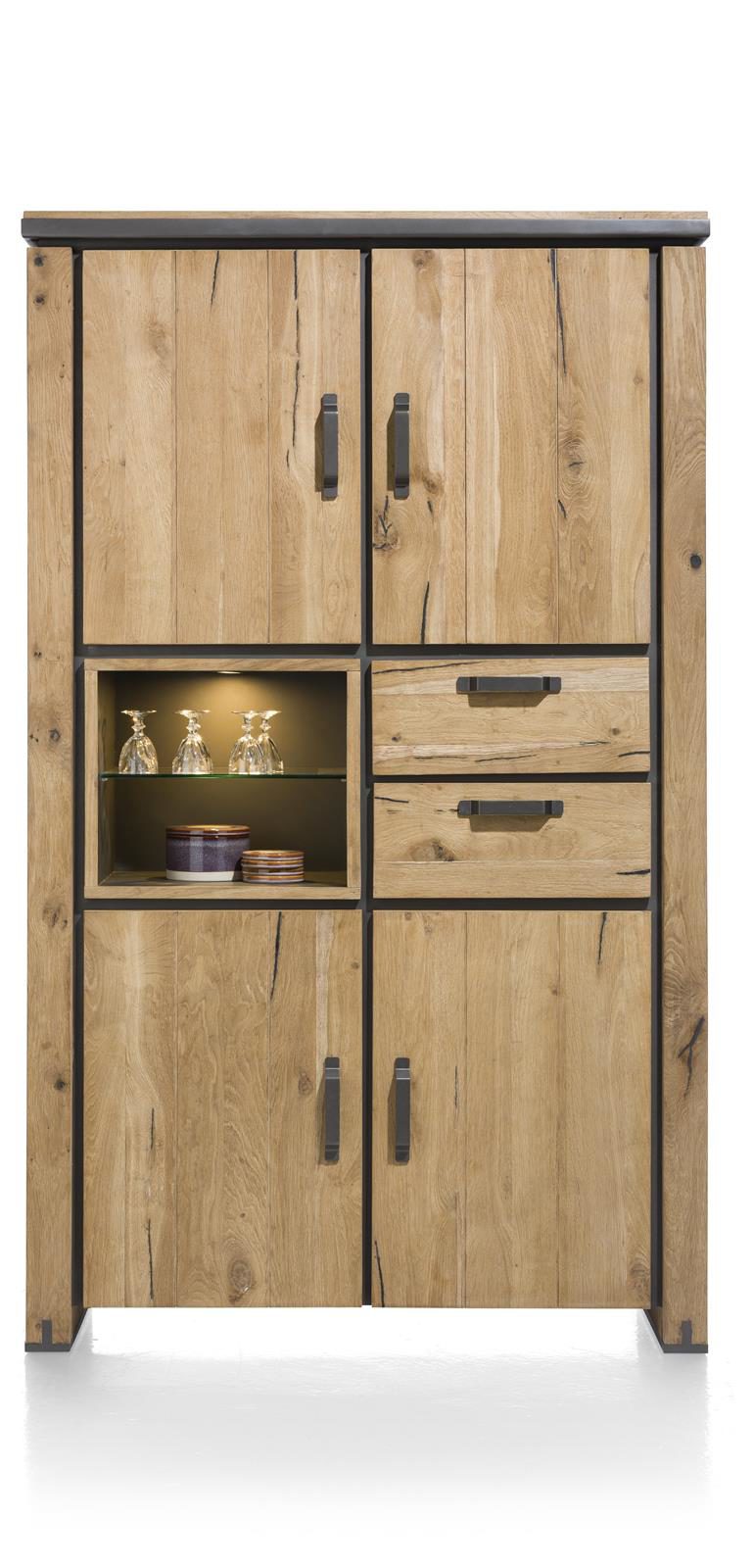 Schrank Henders & Hazel aus Holz MDF Metall Furnier in Braun Anthrazit Schrank bzw. Wohnzimmerschrank Eiche Railway MDF braun