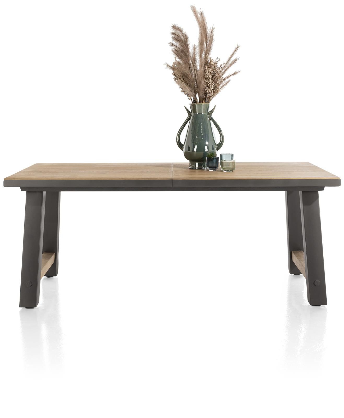 Tisch Henders & Hazel aus Holz MDF Metall Furnier in Braun Anthrazit Ausziehtisch bzw. Esszimmertisch Eiche Railway MDF braun - 190 (250) x 100 cm