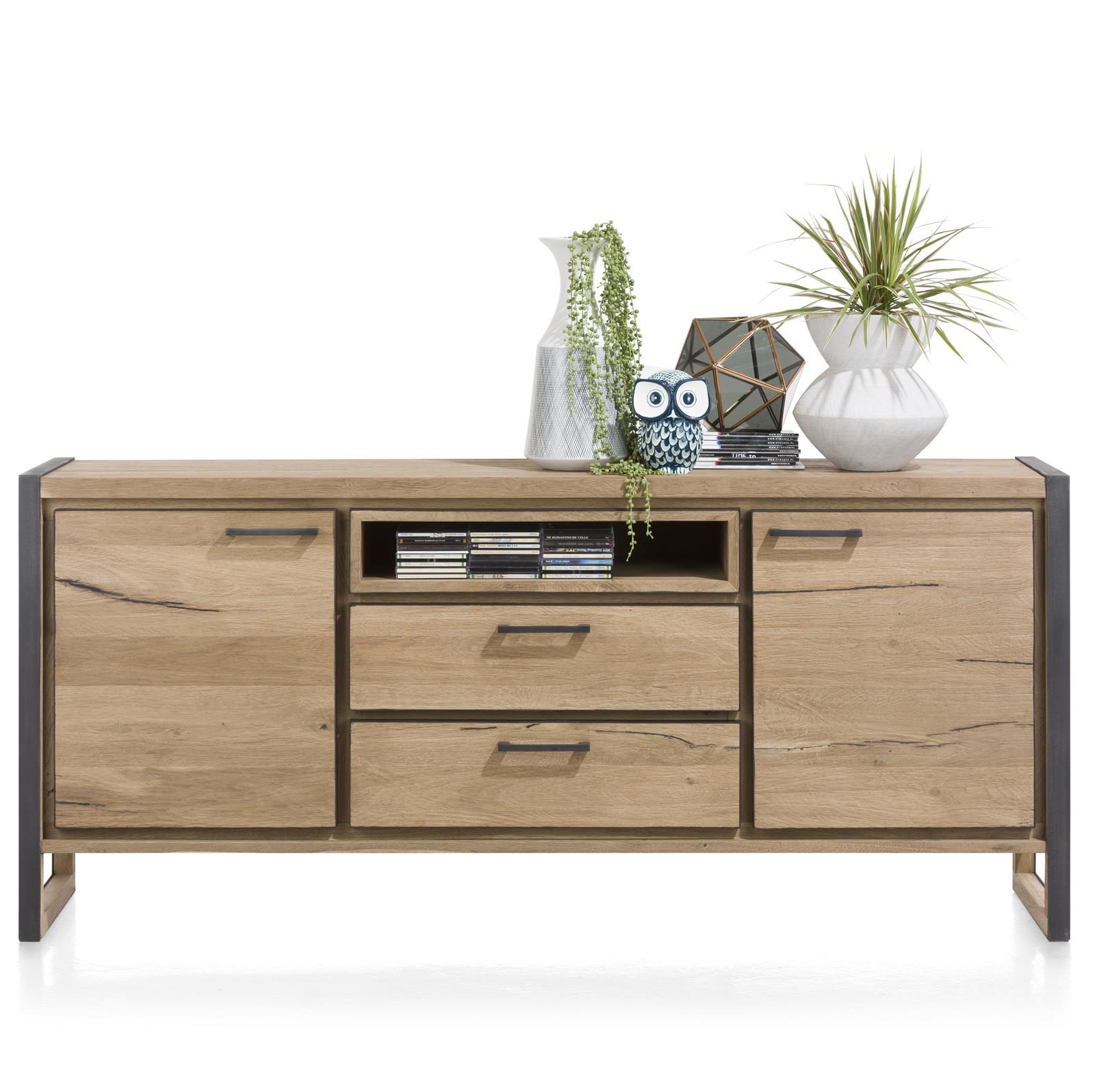 Sideboard Henders & Hazel aus Holz MDF Metall Furnier in Braun Eiche Hell Anthrazit Sideboard bzw. Wohnzimmerschrank MDF Eichenfurnier Railway braun