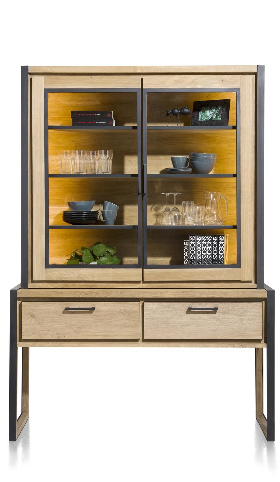 Buffet Henders & Hazel aus Holz MDF Metall Furnier Glas in Braun Eiche Hell Anthrazit Büfett bzw. Wohnzimmerschrank MDF Eichenfurnier Railway braun
