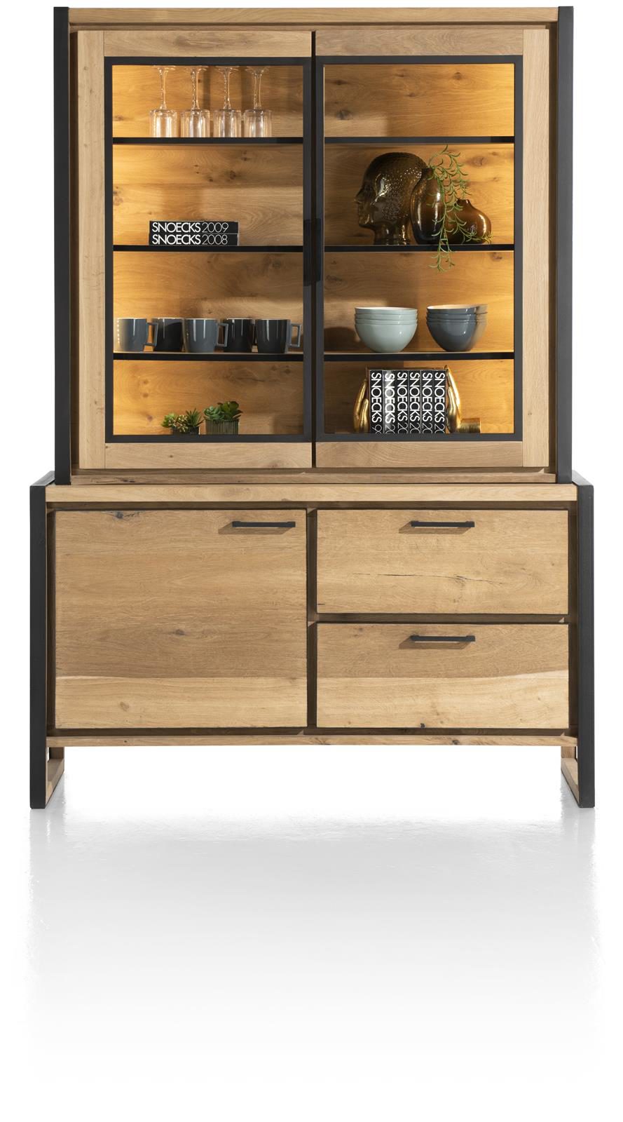 Buffet Henders & Hazel aus Holz MDF Metall Furnier Glas in Braun Eiche Hell Anthrazit Büfett bzw. Wohnzimmerschrank MDF Eichenfurnier Railway braun