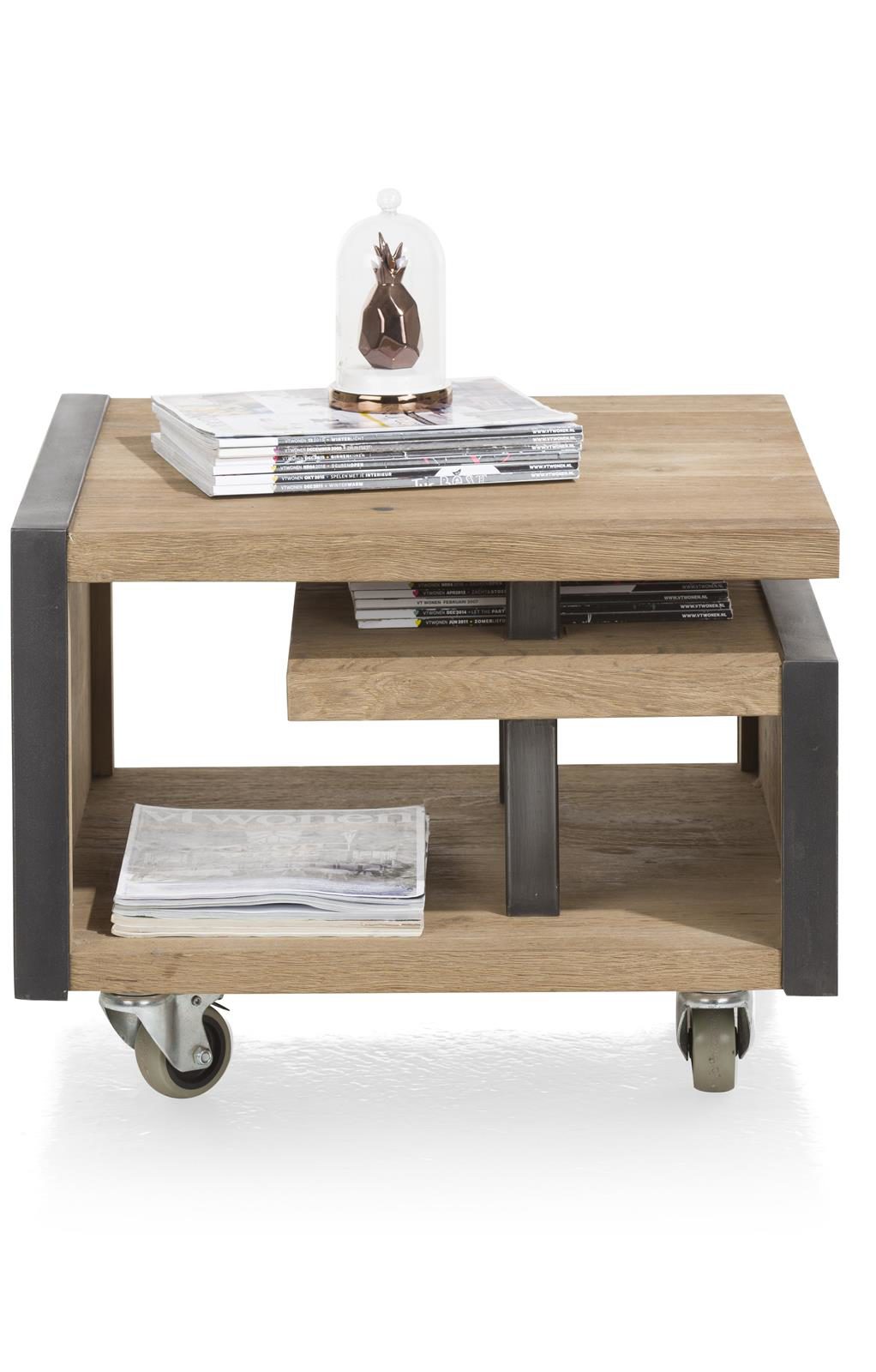 Couchtisch Henders & Hazel aus Holz MDF Metall Furnier in Braun Eiche Hell Anthrazit Beistelltisch bzw. Couchtisch MDF Eichenfurnier Railway braun - ca. 60 x 60 cm