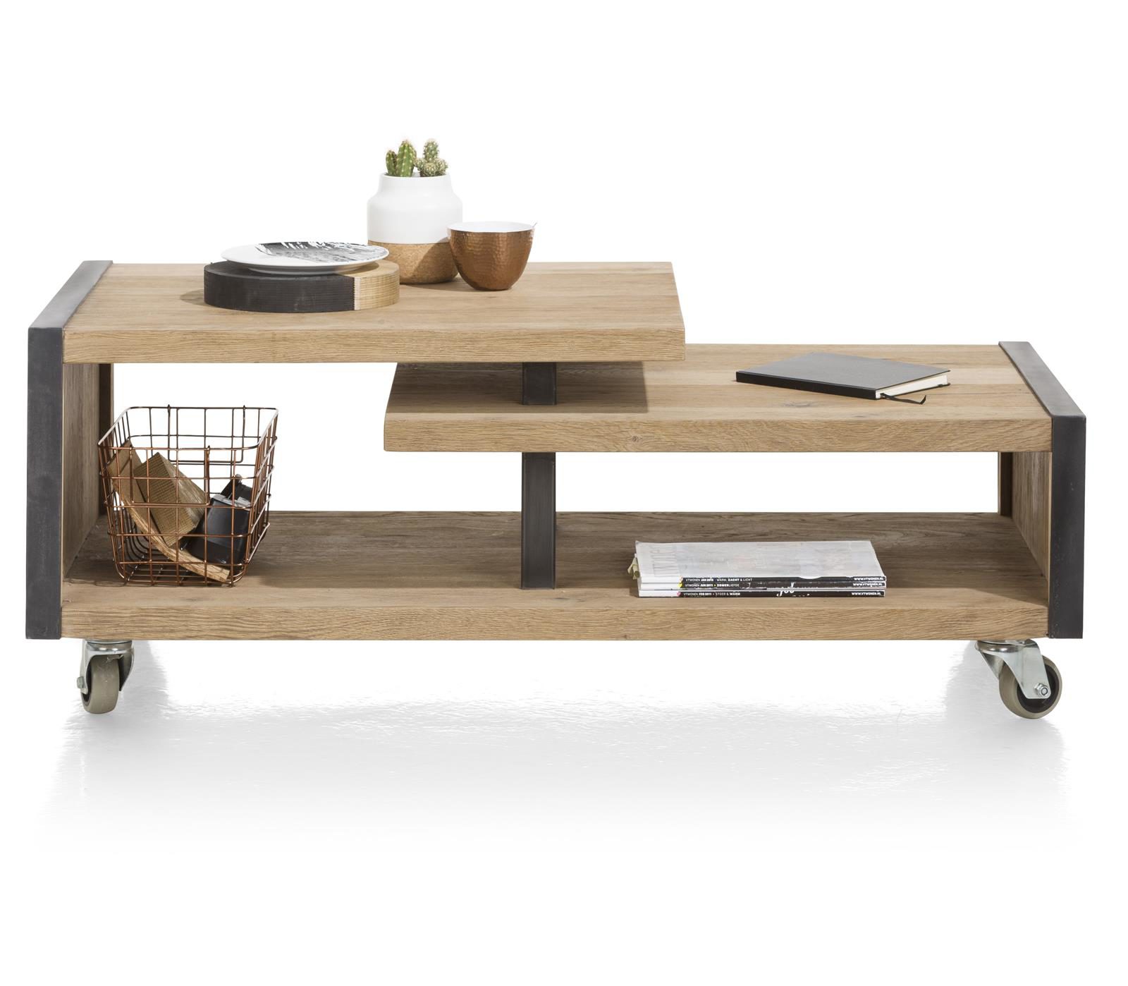 Couchtisch Henders & Hazel aus Holz MDF Metall Furnier in Braun Eiche Hell Anthrazit Couchtisch bzw. Wohnzimmertisch MDF Eichenfurnier Railway braun - ca. 120 x 60 cm