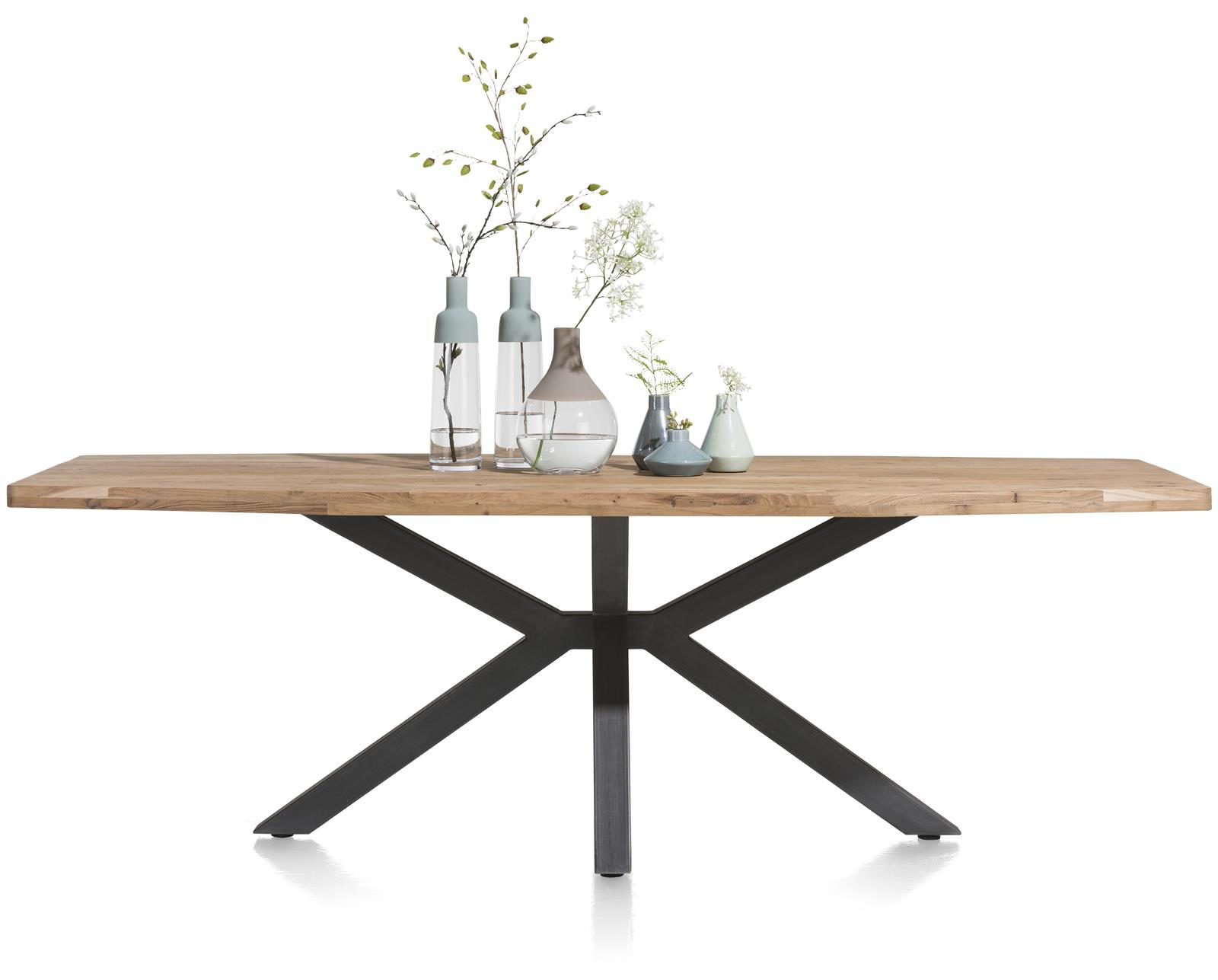 Tisch Henders & Hazel aus Holz MDF Metall in Braun Holzfarben Anthrazit Tisch bzw. Esszimmertisch Kikarholz unbehandelt braun Metall - ca. 210 x 100 cm