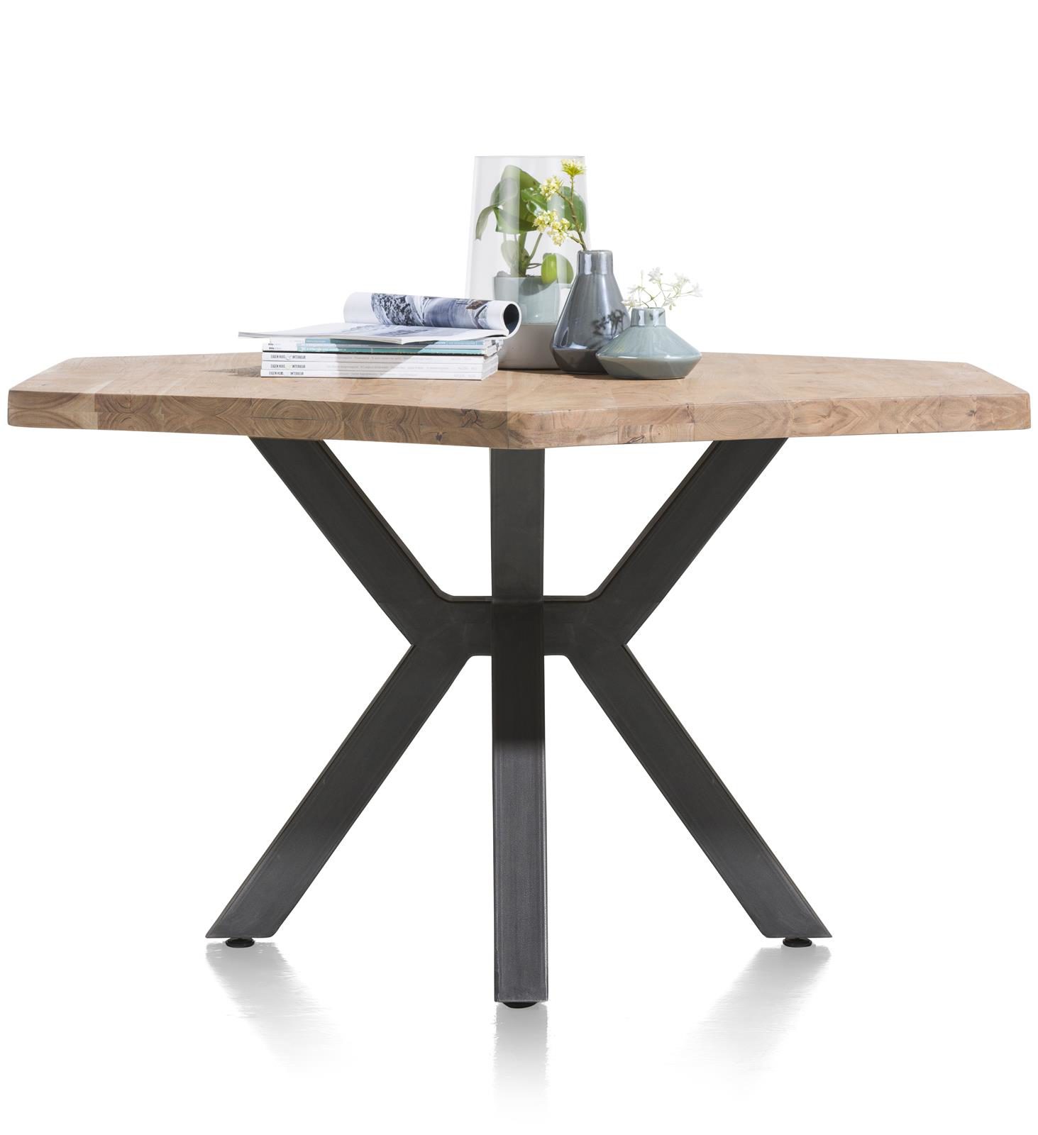 Tisch Henders & Hazel aus Holz MDF Metall in Braun Holzfarben Anthrazit Tisch bzw. Esszimmertisch Kikarholz unbehandelt braun Metall - ca. 130 x 150 cm