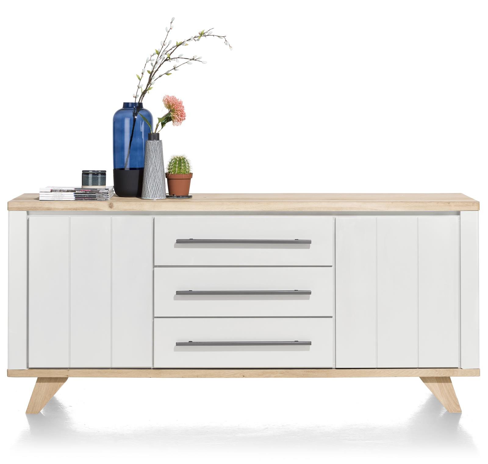 Sideboard Henders & Hazel aus Holz MDF in Weiß Eiche Hell Sideboard bzw. Wohnzimmerschrank Eiche Railway MDF Weiß