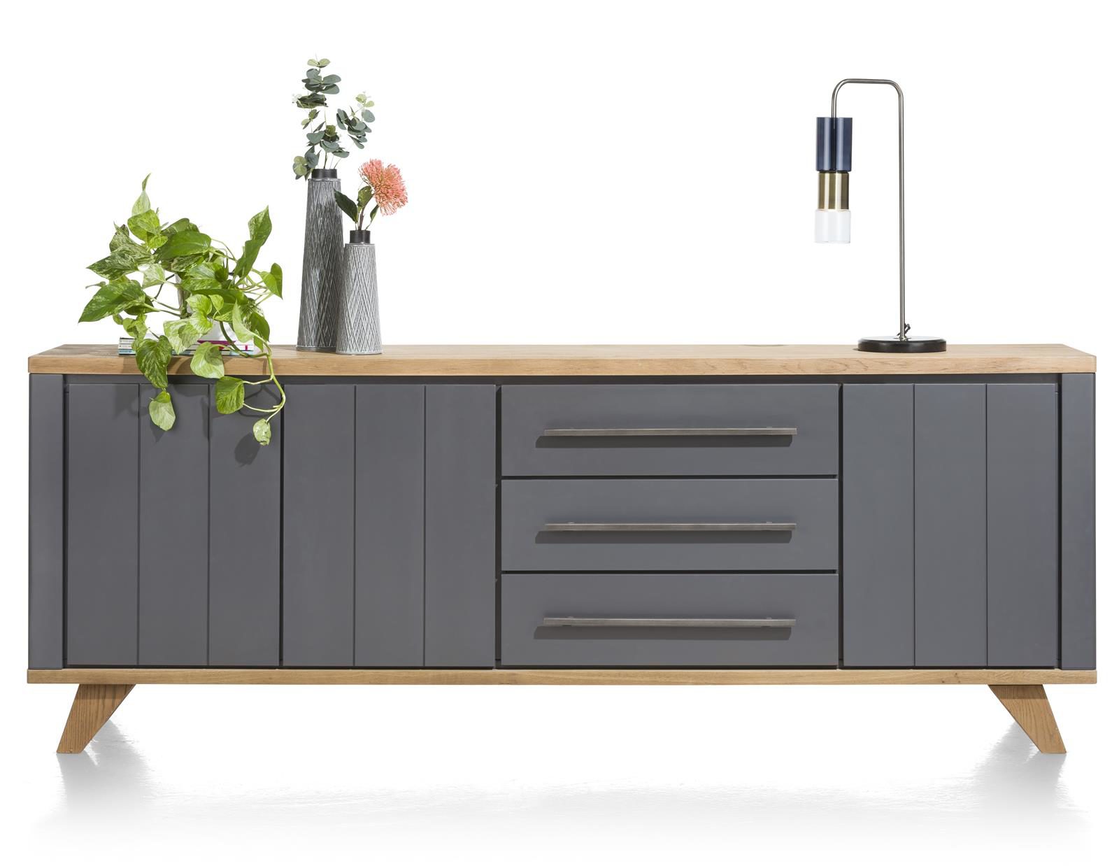 Sideboard Henders & Hazel aus Holz MDF in Anthrazit Eiche Hell Sideboard bzw. Wohnzimmerschrank Eiche Railway MDF Anthrazit