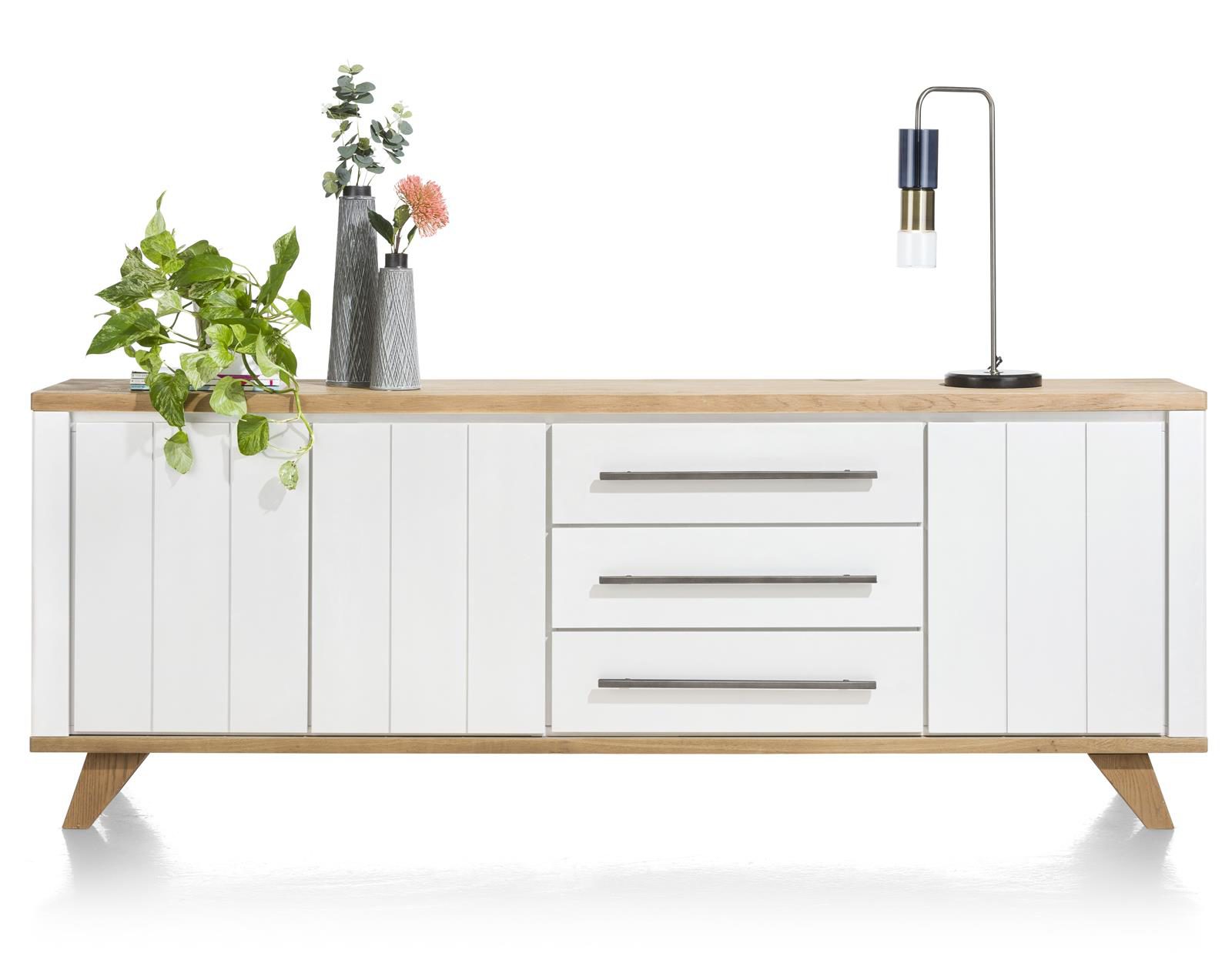 Sideboard Henders & Hazel aus Holz MDF in Weiß Eiche Hell Sideboard bzw. Wohnzimmerschrank Eiche Railway MDF Weiß