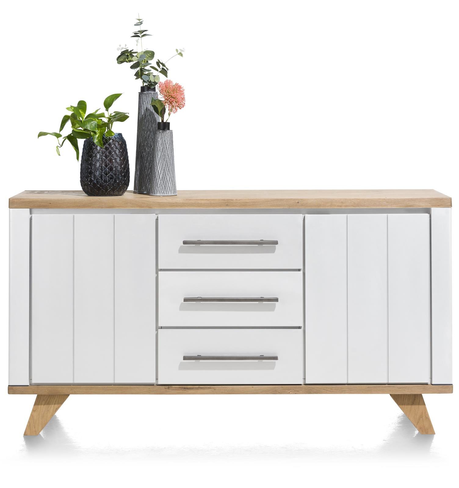 Sideboard Henders & Hazel aus Holz MDF in Weiß Eiche Hell Sideboard bzw. Wohnzimmerschrank Eiche Railway MDF Weiß