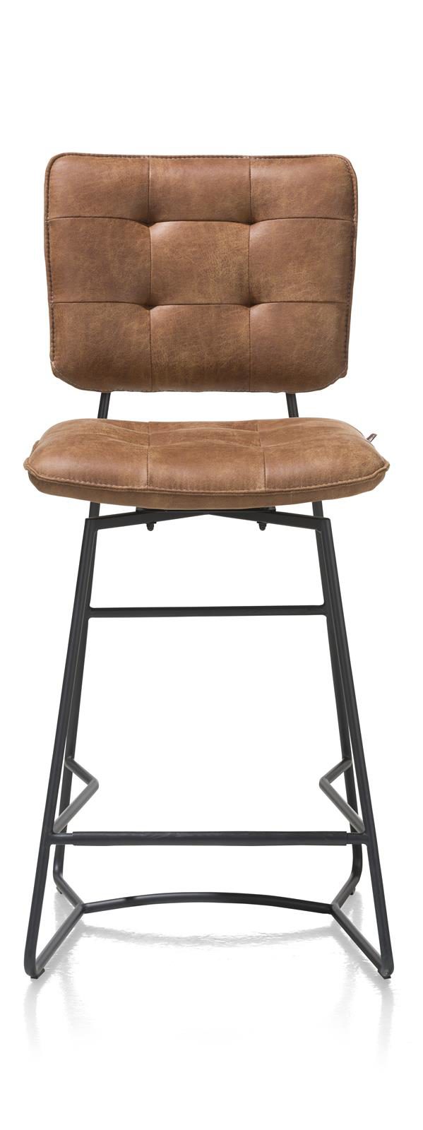 Barstuhl Henders & Hazel aus Leder Metall Mikrofaser in Cognac Schwarz Tresenstuhl bzw. Barstuhl Corsica Microleder Cognac