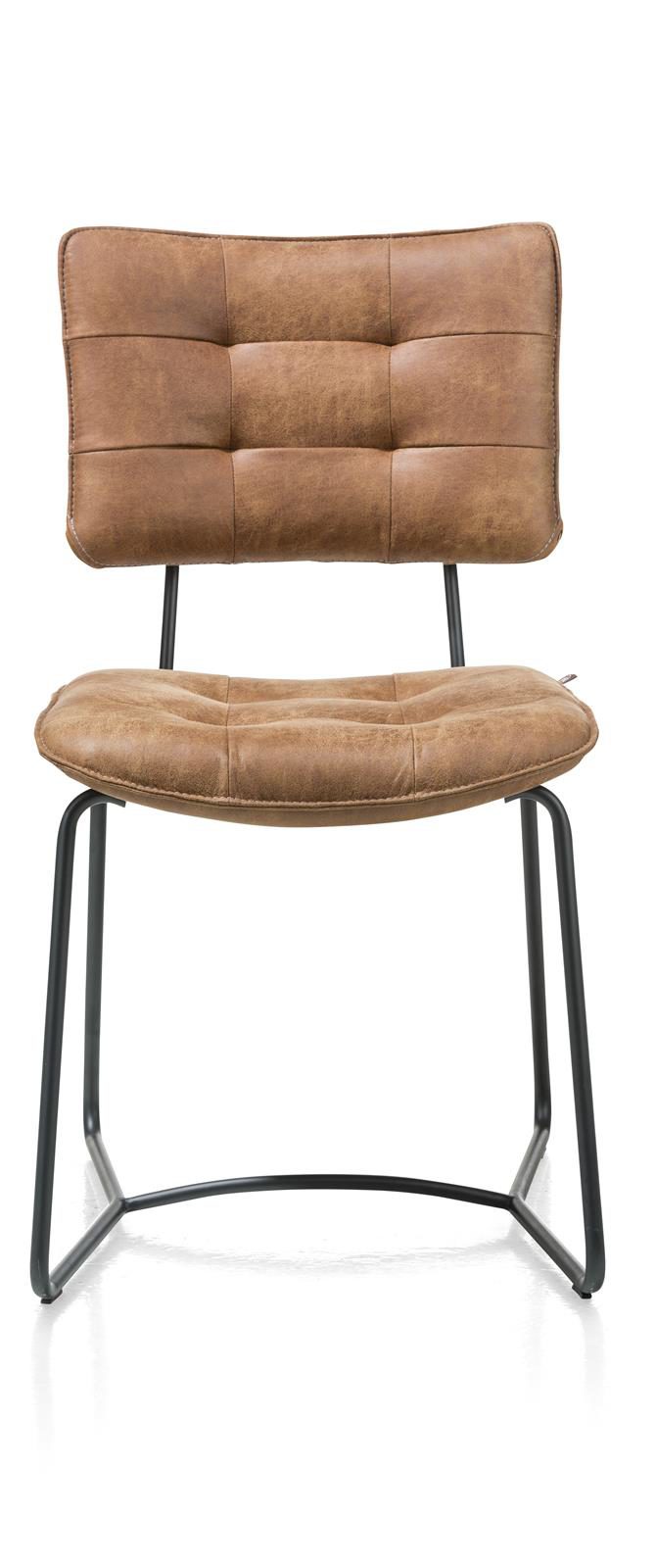 Stuhl Henders & Hazel aus Leder Metall Mikrofaser in Cognac Schwarz Stuhl bzw. Esszimmerstuhl Corsica Microleder Cognac