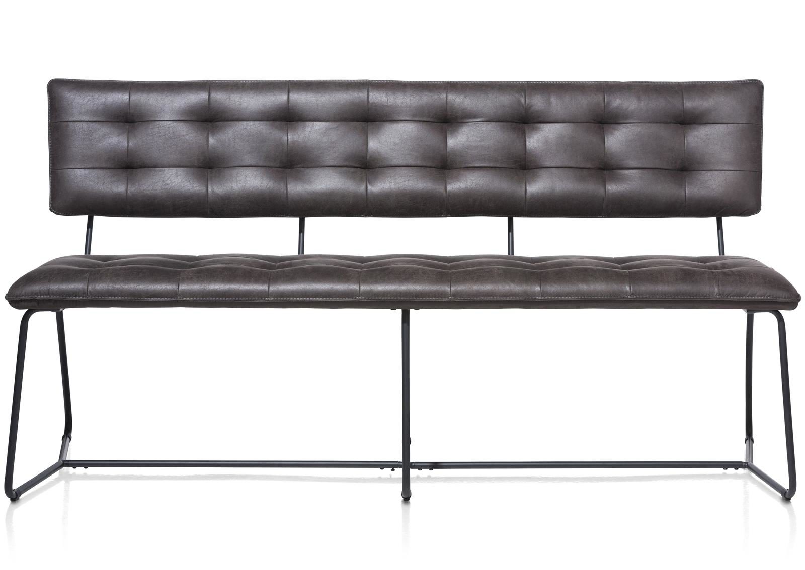 Stuhl Henders & Hazel aus Leder Metall Mikrofaser in Anthrazit Schwarz Bank 160 cm bzw. Esszimmerbank Corsica Microleder Anthrazit