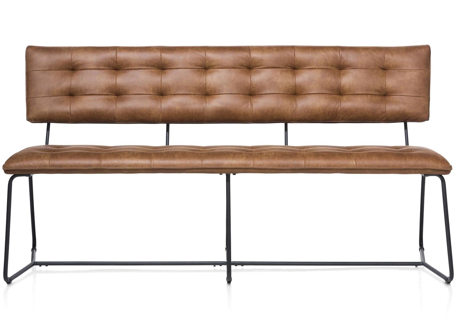 Stuhl Henders & Hazel aus Leder Metall Mikrofaser in Cognac Schwarz Bank 160 cm bzw. Esszimmerbank Corsica Microleder Cognac