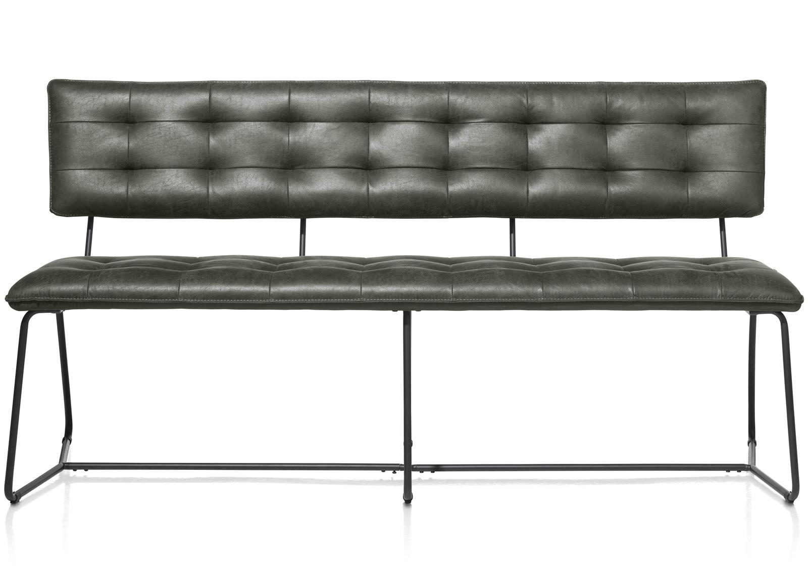 Stuhl Henders & Hazel aus Leder Metall Mikrofaser in Dunkelgrün Schwarz Bank 160 cm bzw. Esszimmerbank Corsica Microleder Grün