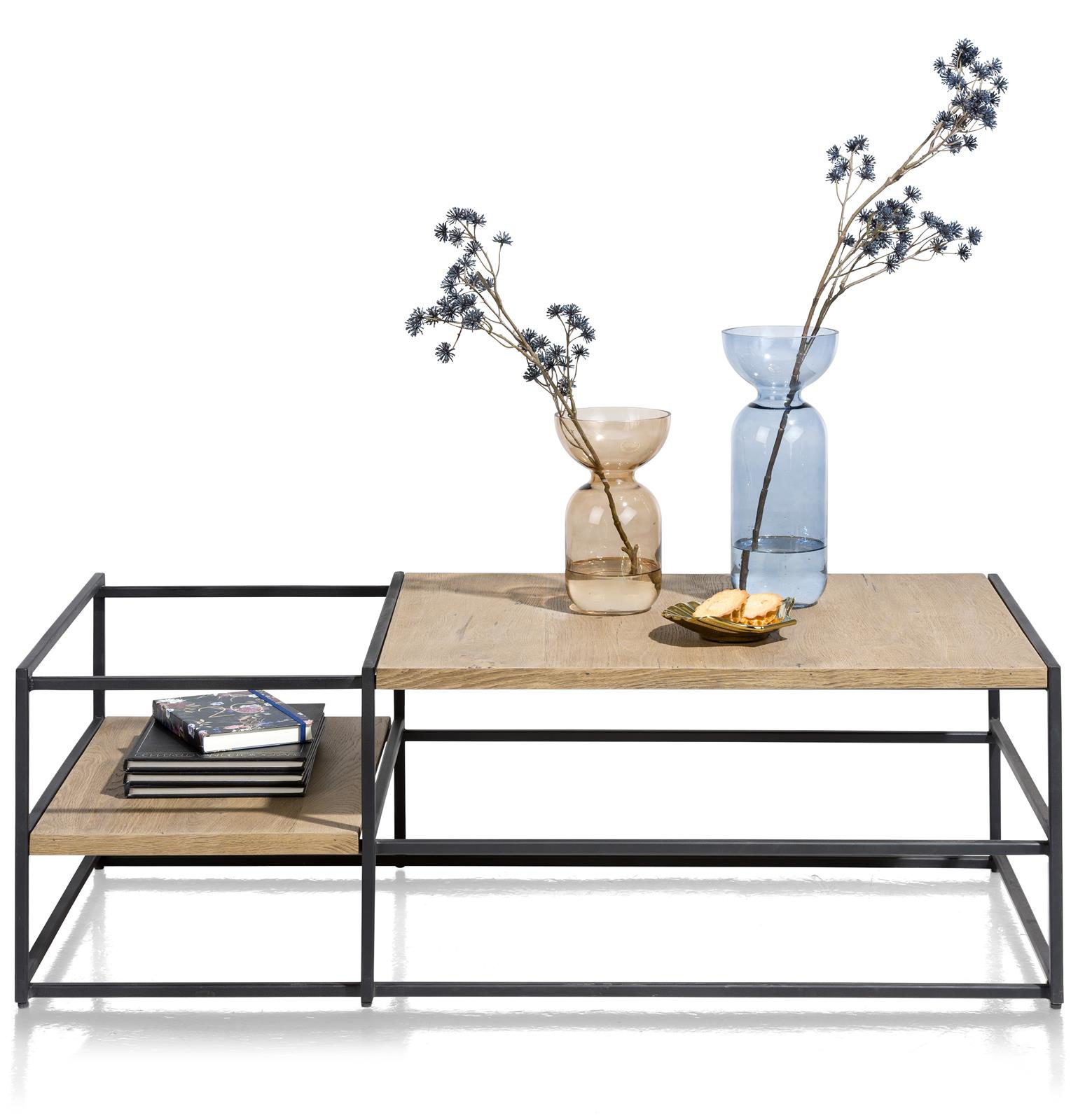 Couchtisch Henders & Hazel aus Furnier Holz MDF Metall in Braun Holzfarben Hell Schwarz Couchtisch 60 x 120 cm bzw. Wohnzimmertisch Eiche Furnier Railway Braun, Metall schwarz lackiert