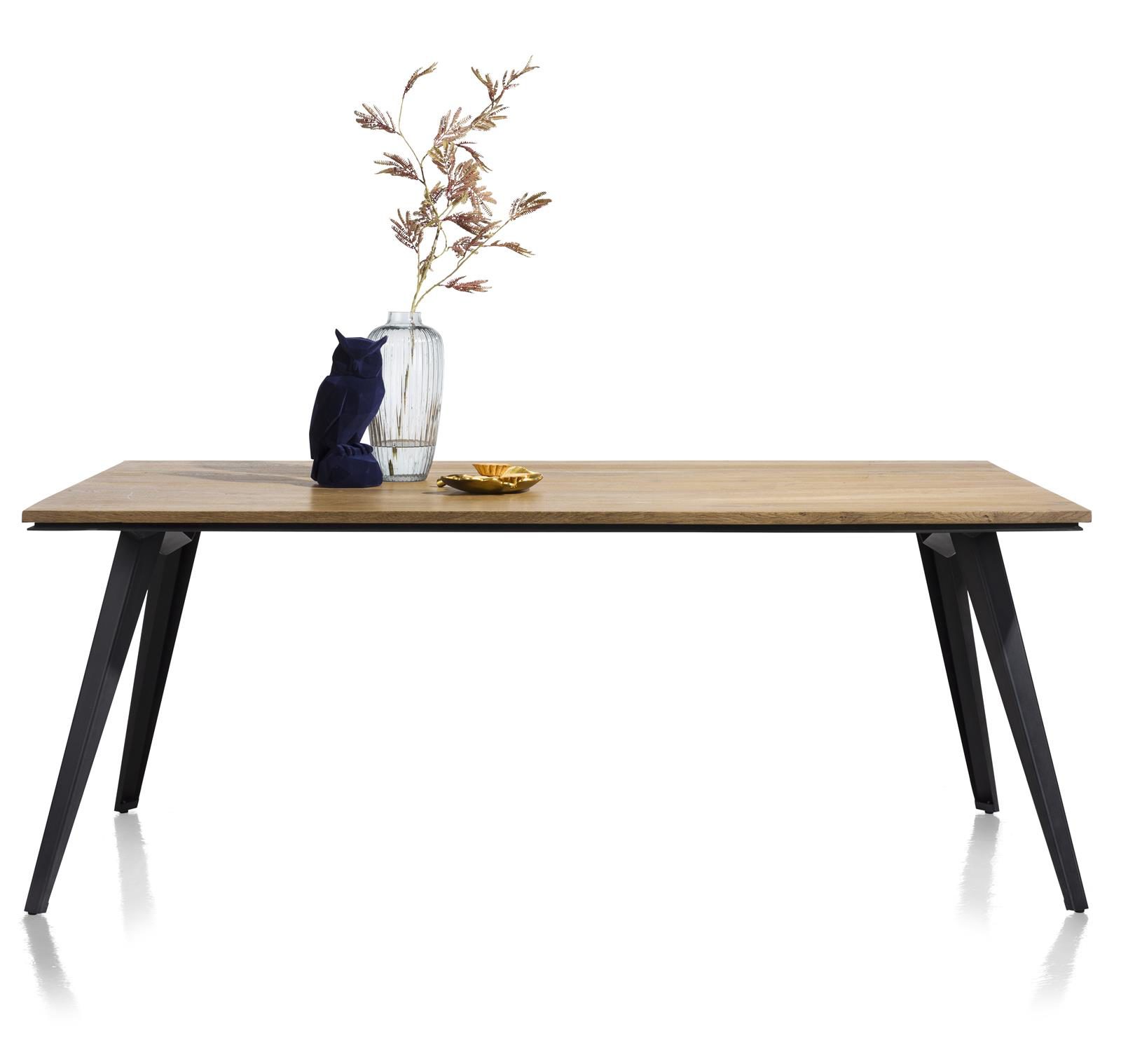 Esstisch Henders & Hazel aus Furnier Holz MDF Metall in Braun Holzfarben Hell Schwarz Tisch 200 x 100 cm bzw. Esszimmertisch Eiche Furnier Railway Braun, Metall schwarz lackiert