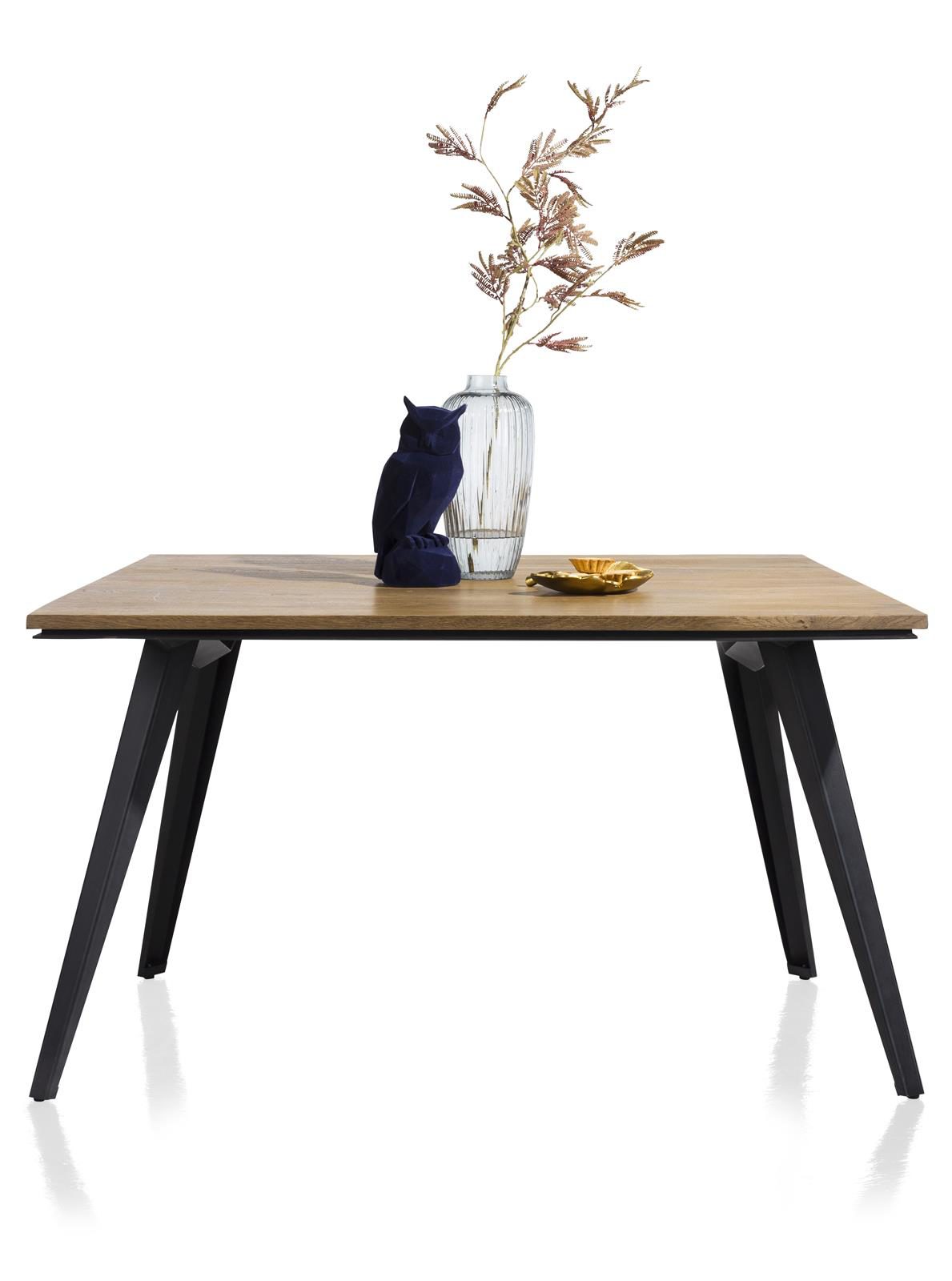 Esstisch Henders & Hazel aus Furnier Holz MDF Metall in Braun Holzfarben Hell Schwarz Tisch 140 x 100 cm bzw. Esszimmertisch Eiche Furnier Railway Braun, Metall schwarz lackiert