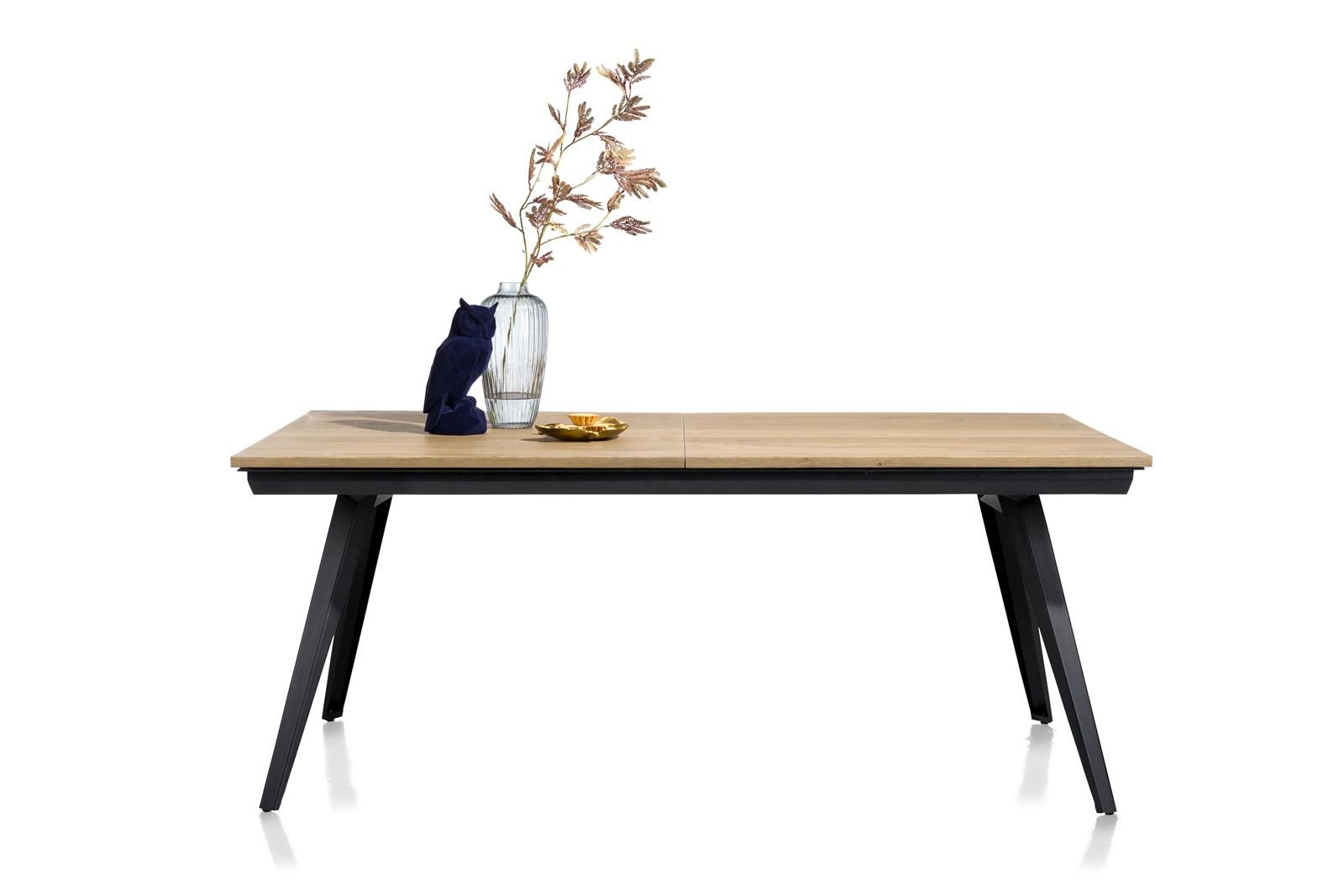 Esstisch Henders & Hazel aus Furnier Holz MDF Metall in Braun Holzfarben Hell Schwarz Ausziehtisch 190  (+ 50 cm) x 100 cm Eiche Furnier Railway Braun, Metall schwarz lackiert