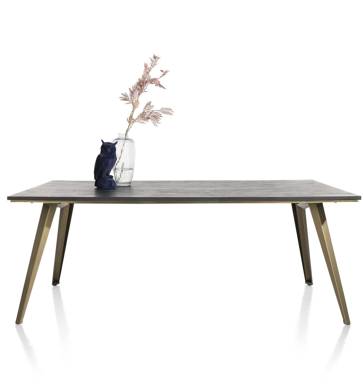 Esstisch Henders & Hazel aus Furnier Holz MDF Metall in Anthrazit Champagner Gold Tisch 200 x 100 cm bzw. Esszimmertisch EEiche Furnier Anthrazit, Metall Champagner- Gold lackiert