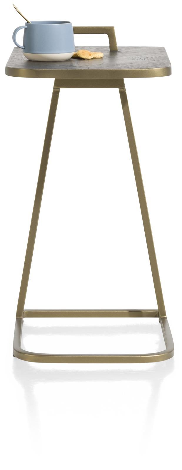 Couchtisch Henders & Hazel aus Furnier Holz MDF Metall in Anthrazit Champagner Gold Laptoptisch 60 x 45 cm Eiche Furnier Anthrazit, Metall Champagner -Gold lackiert