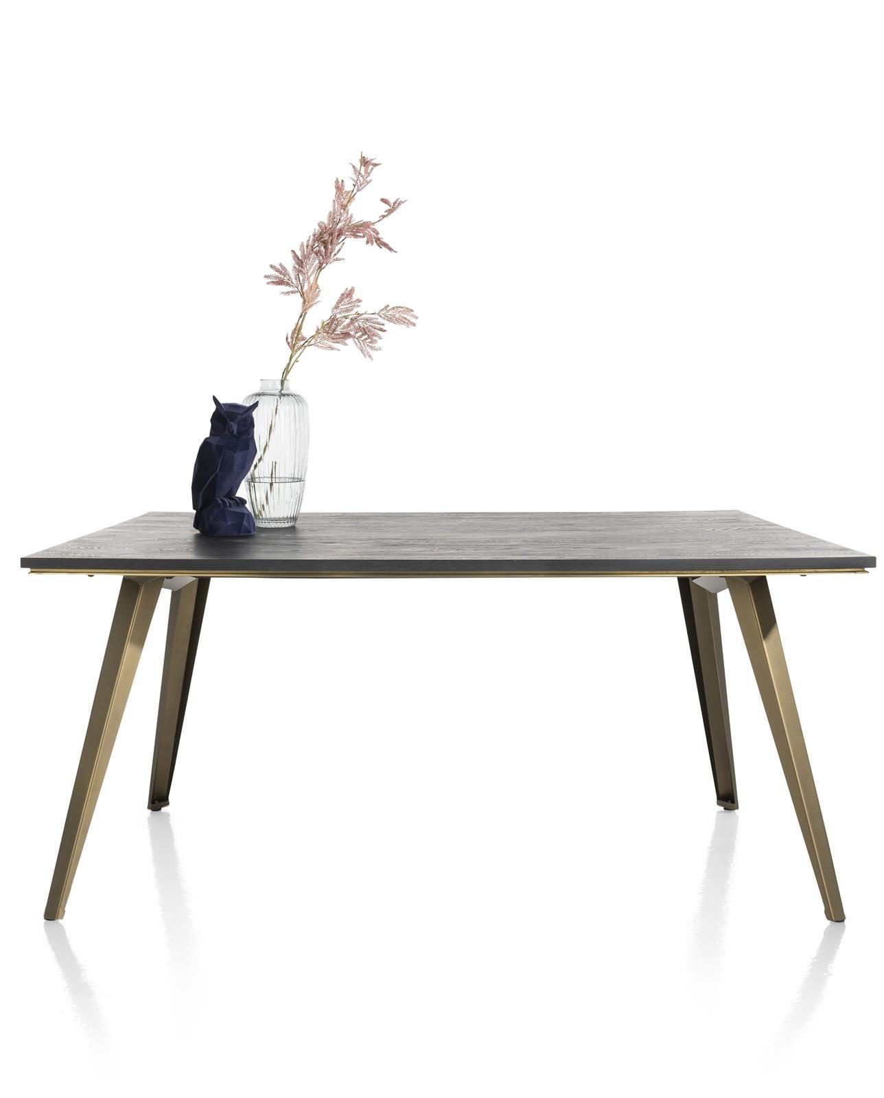 Esstisch Henders & Hazel aus Furnier Holz MDF Metall in Anthrazit Champagner Gold Tisch 230 x 100 cm bzw. Esszimmertisch Eiche Furnier Anthrazit, Metall Champagner- Gold lackiert