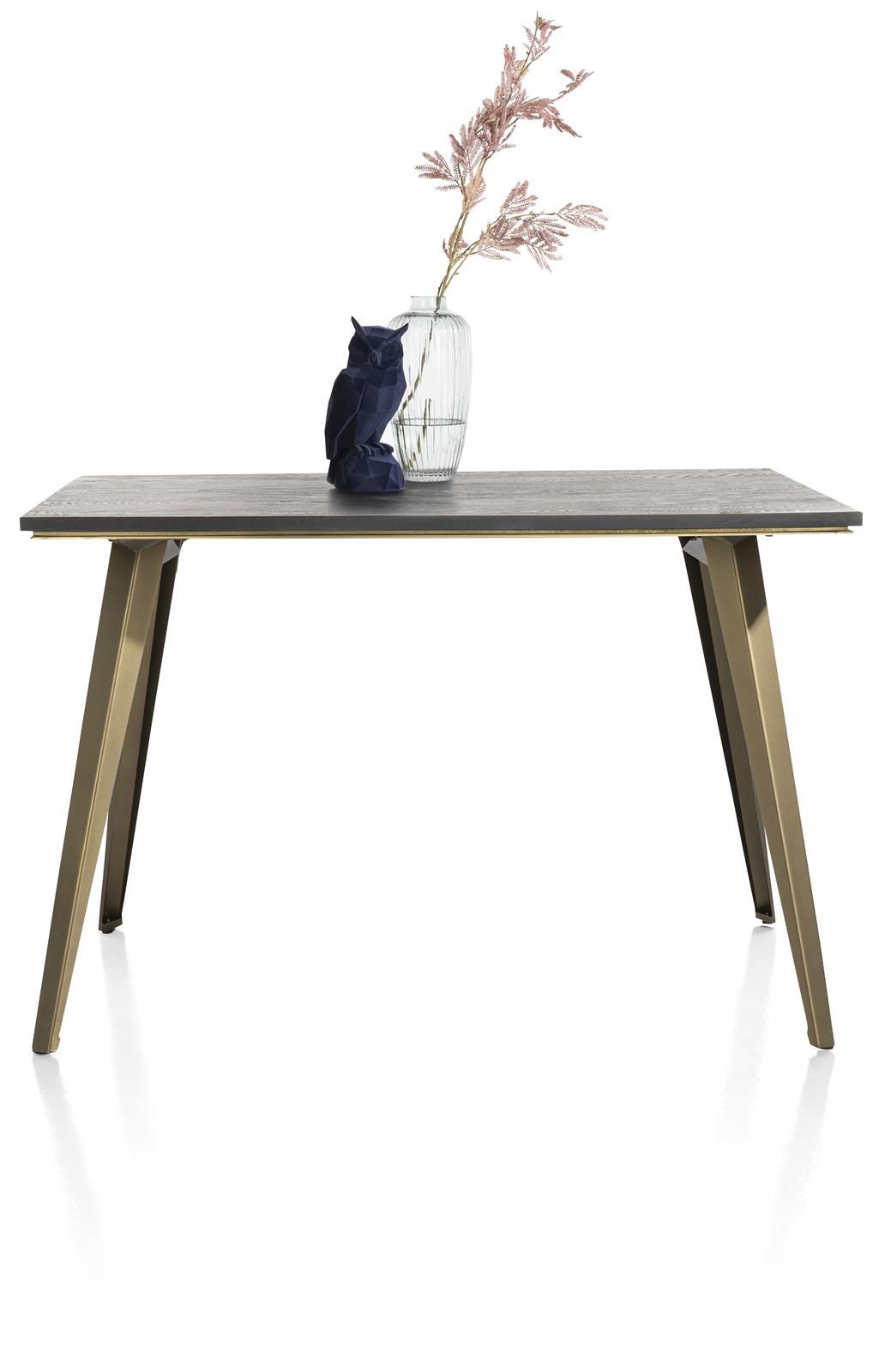 Esstisch Henders & Hazel aus Furnier Holz MDF Metall in Anthrazit Champagner Gold Tresentisch 140 x 100 cm Eiche Furnier Anthrazit, Metall Champagner- Gold lackiert