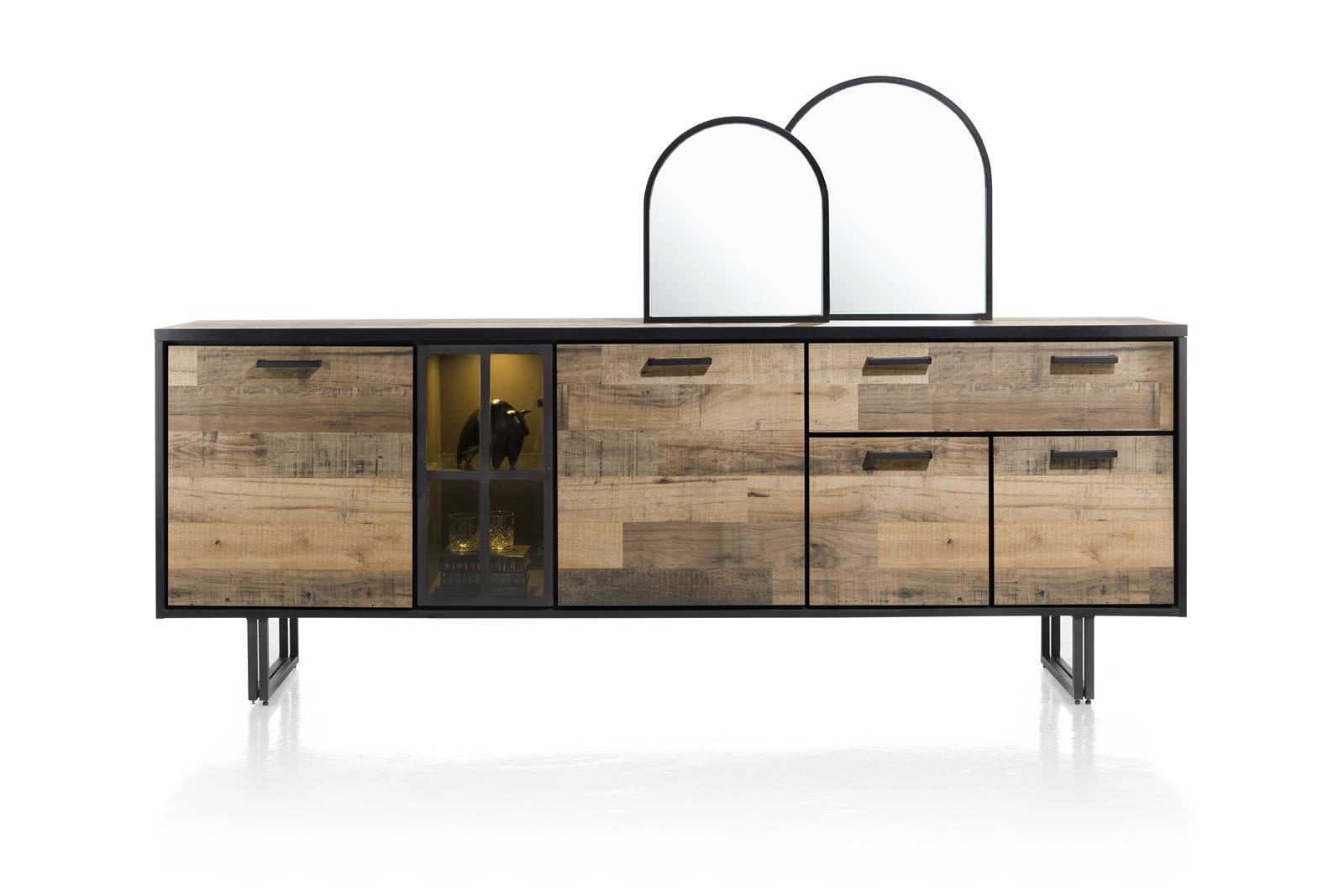 Sideboard Henders & Hazel aus Glas Metall in Braun Schwarz Sideboard bzw. Wohnzimmerschrank Primo Laminato Melamin, Driftwood