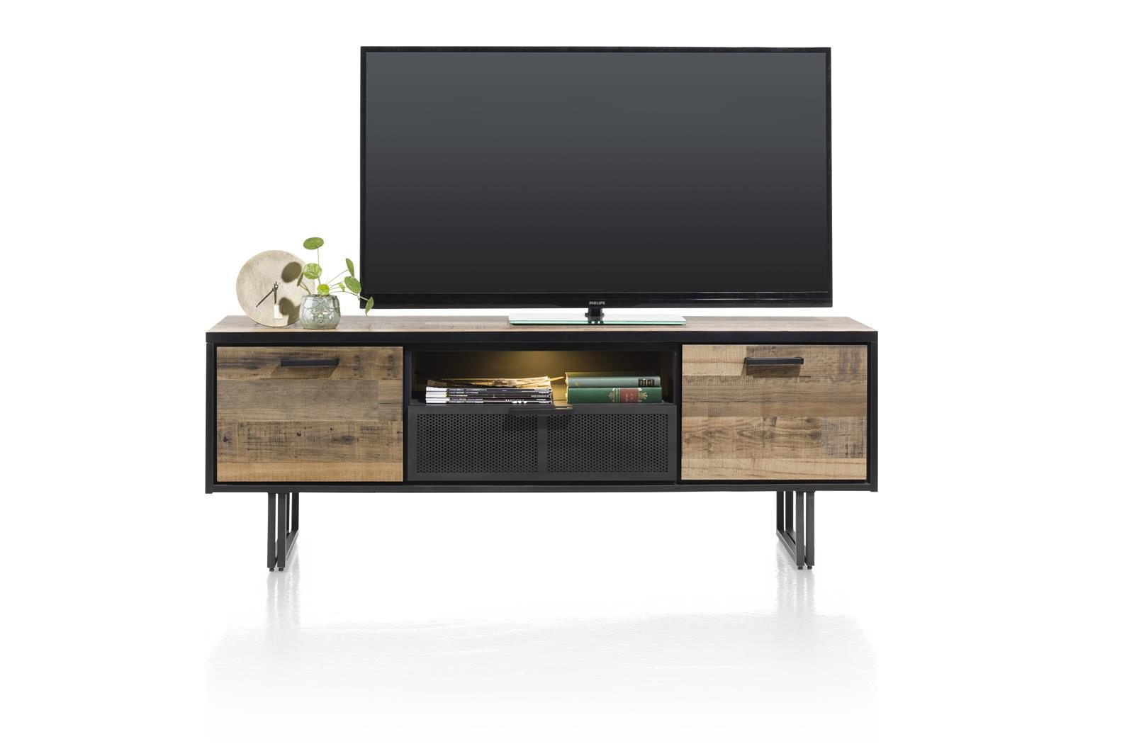 Lowboard Henders & Hazel aus Metall in Braun Schwarz Lowboard 180 cm bzw. TV- Schrank Primo Laminato Melamin, Driftwood