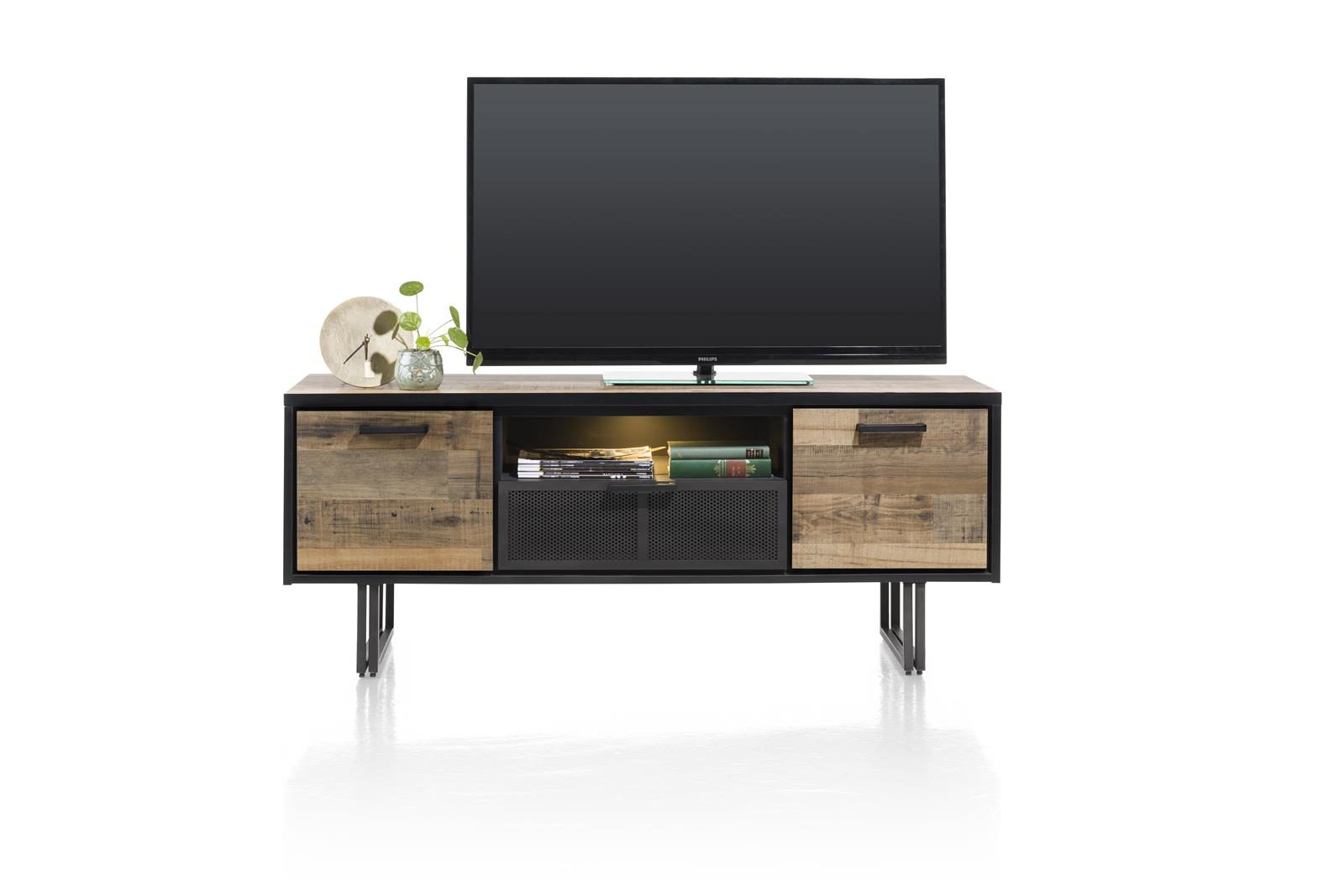 Lowboard Henders & Hazel aus Metall in Braun Schwarz Lowboard 150 cm bzw. TV- Schrank Primo Laminato Melamin, Driftwood