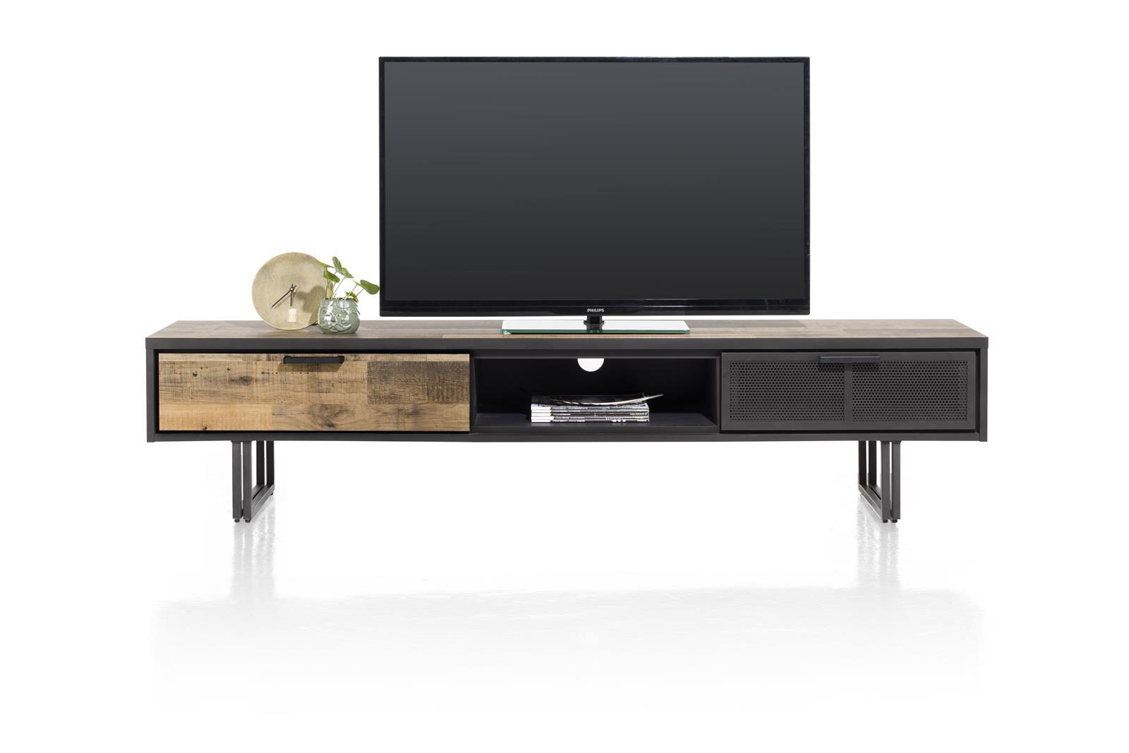 Lowboard Henders & Hazel aus Metall in Braun Schwarz TV-Sideboard 200 cm bzw. Lowboard Primo Laminato Melamin, Driftwood