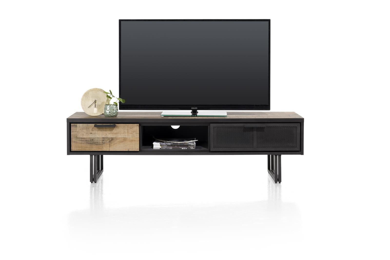 Lowboard Henders & Hazel aus Metall in Braun Schwarz TV-Sideboard 160 cm bzw. Lowboard Primo Laminato Melamin, Driftwood