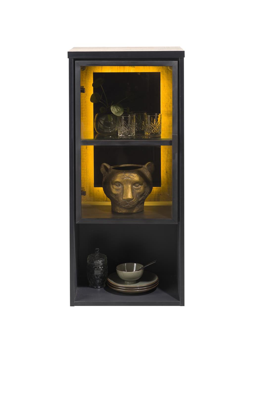 Regal Henders & Hazel aus Glas Metall in Braun Schwarz Element zum stehen oder aufhängen 45 cm Primo Laminato Melamin, Driftwood