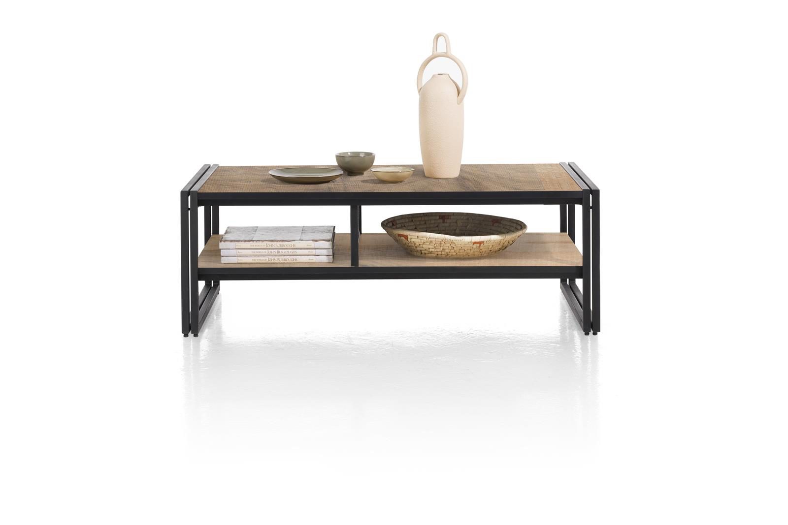 Couchtisch Henders & Hazel aus Metall in Braun Schwarz Couchtisch 110 x 60 cm bzw. Wohnzimmertisch Primo Laminato Melamin, Driftwood