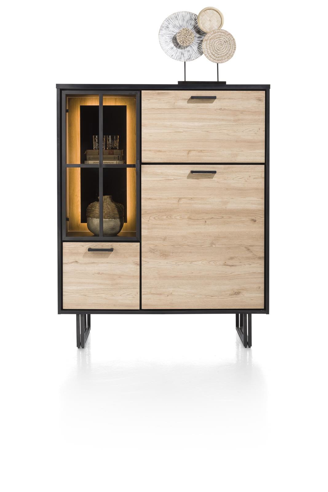 Highboard Henders & Hazel aus Glas Metall in Natur Schwarz Highboard bzw. Wohnzimmerschrank Primo Laminato Melamin, Natural
